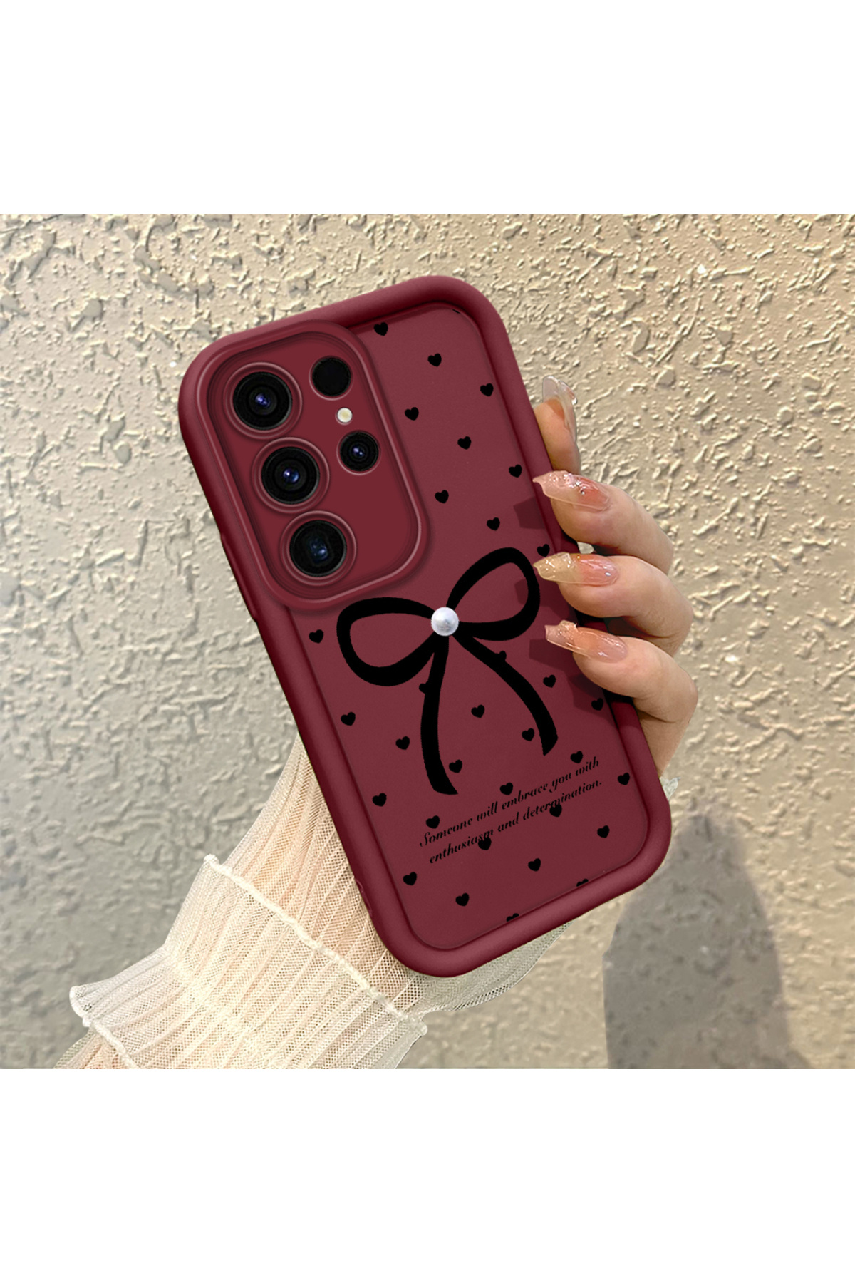 Samsung Galaxy S23 Ultra Compatible Silicone Material Shockproof Simple Claret Red Phone Case