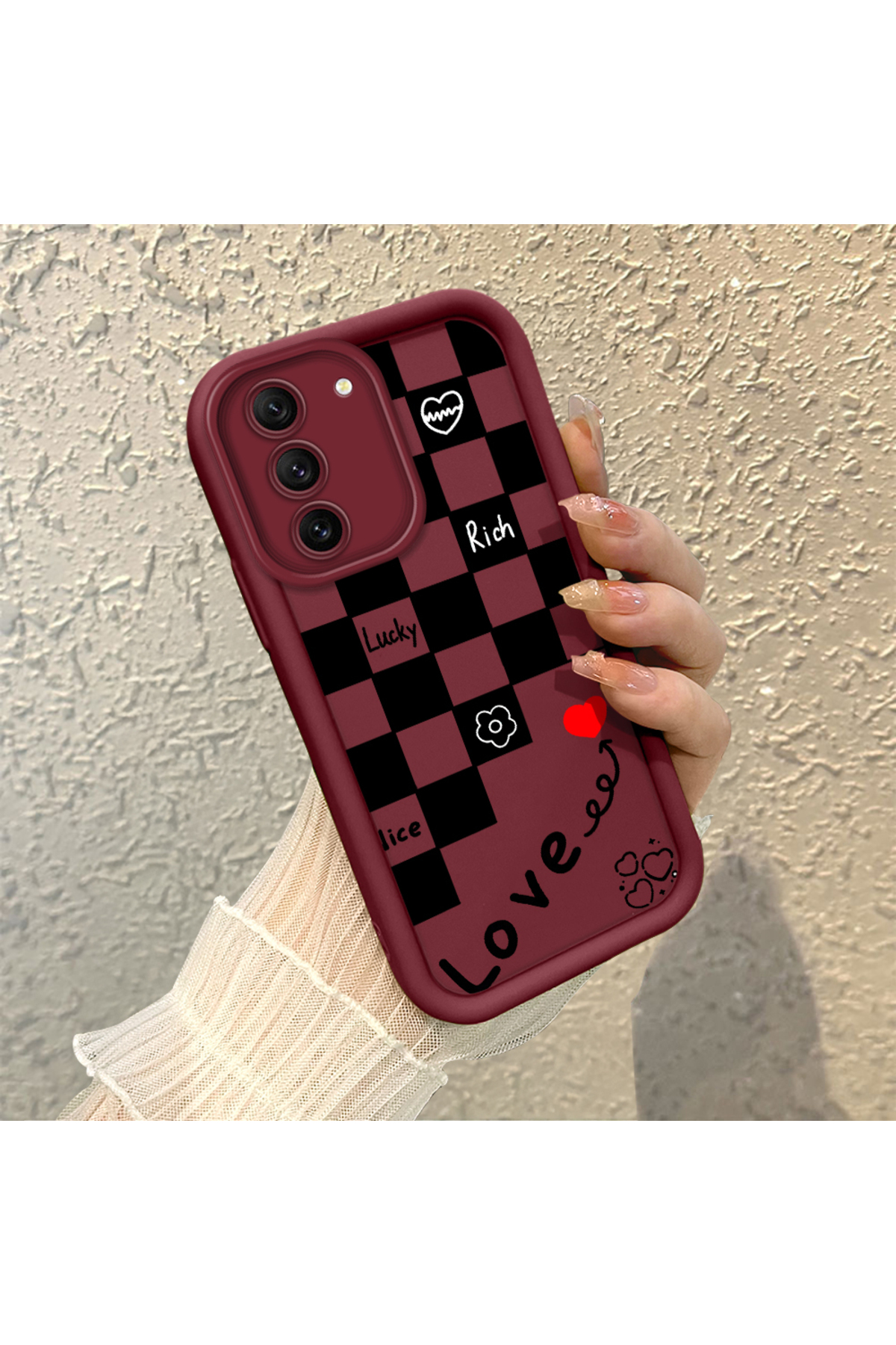 Samsung Galaxy S21 Fe 5G Compatible Silicone Material Shockproof Simple Claret Red Phone Case