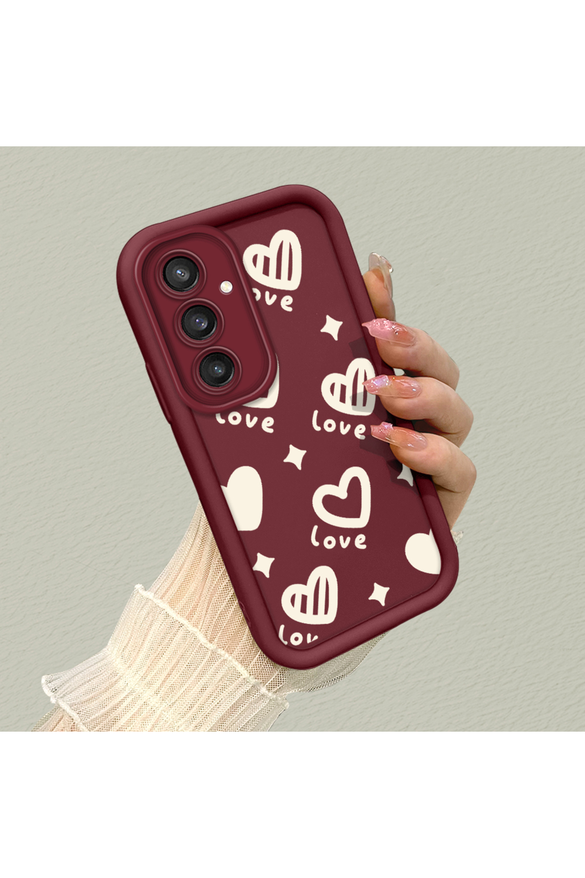 Samsung Galaxy S23 Fe Compatible Silicone Material Shockproof Simple Claret Red Phone Case