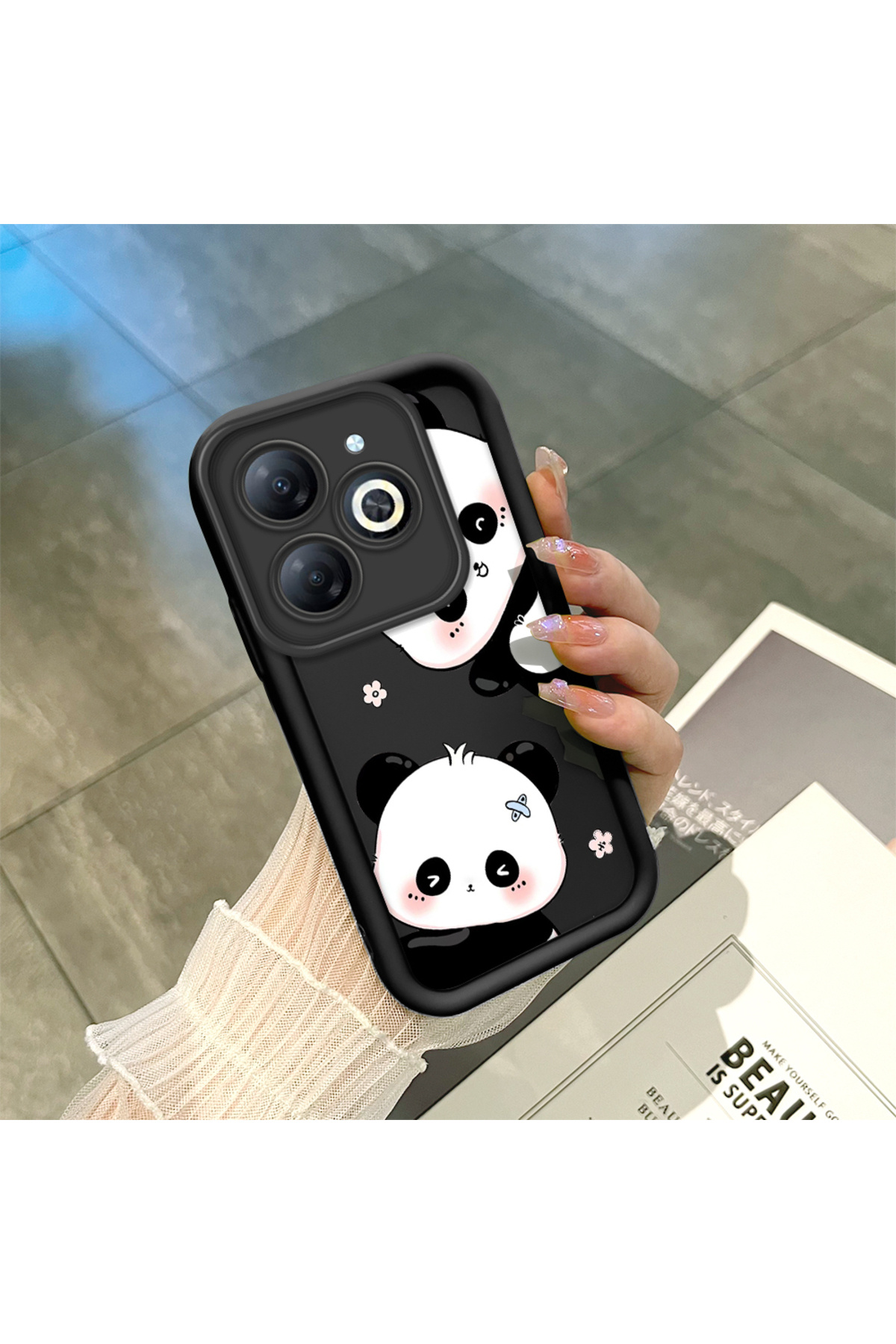 Infinix Smart 8/8 Pro Compatible Panda's Anti-Fall Simplicity Soft Silicone Phone Case