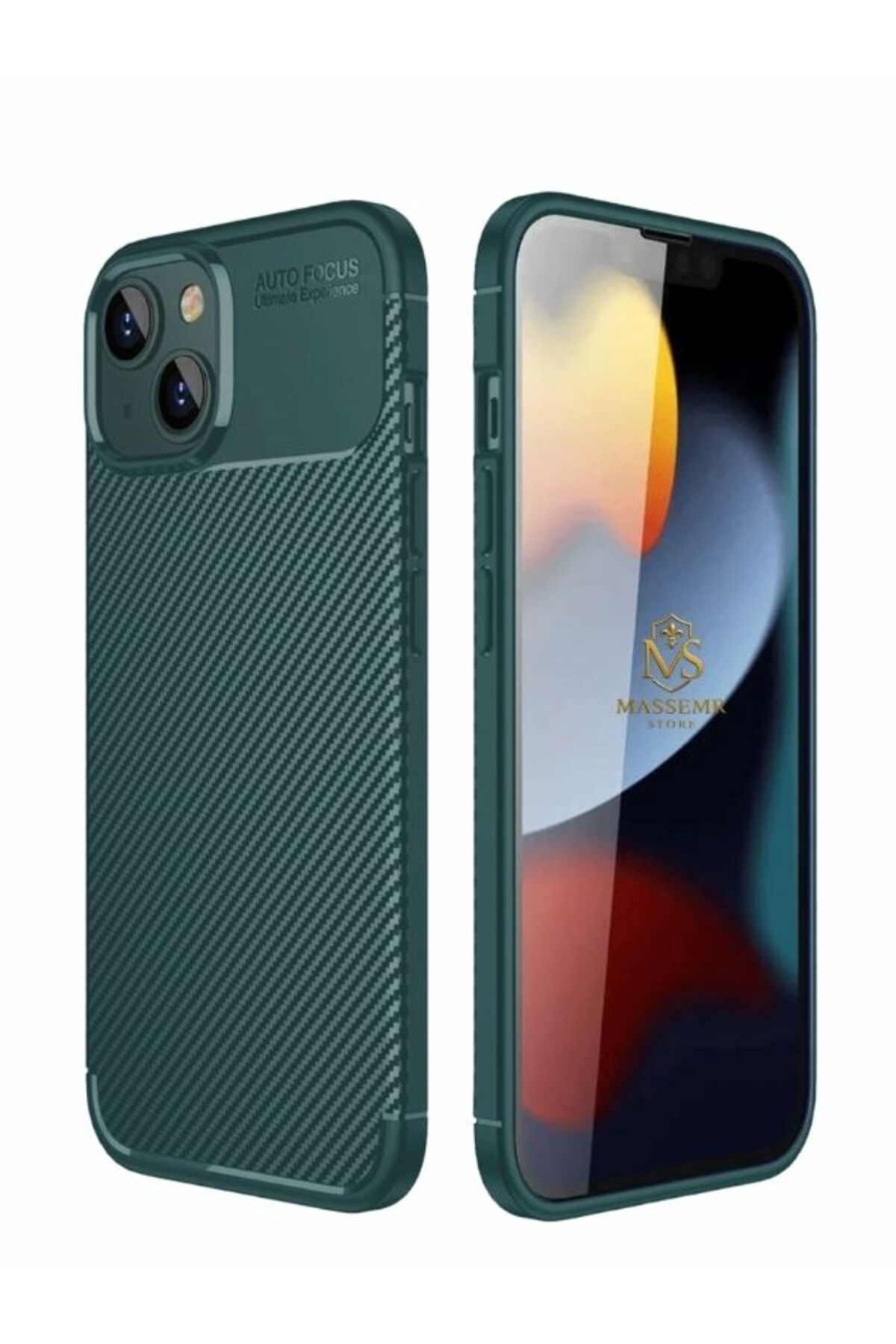 Massemr iPhone 13 Kılıf Auto Focus Karbon Kapak Darbe Emici İnce