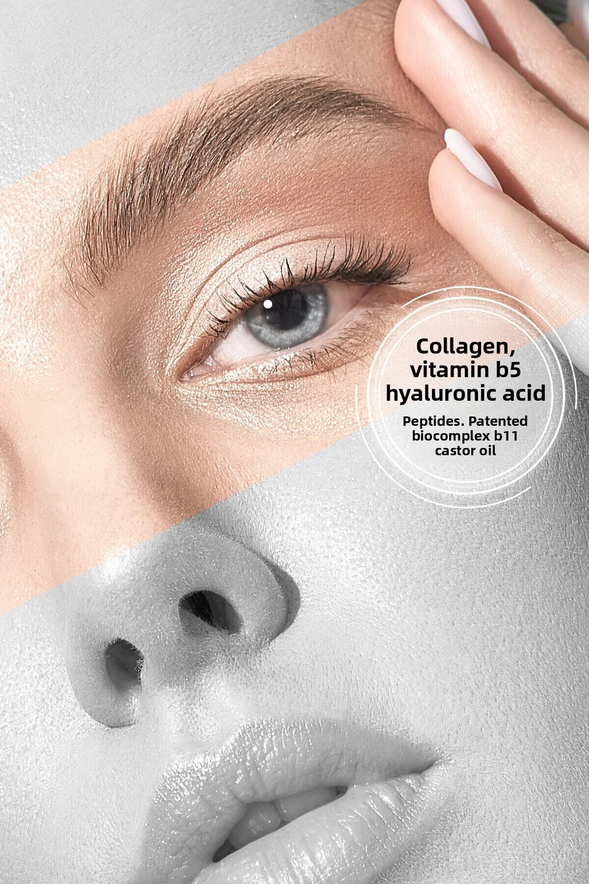 Bioxcin Eyebrow Eyelash Serum - Collagen Hyaluronic Acid Castor Oil Keratin Peptides B5 Biocomplex B11