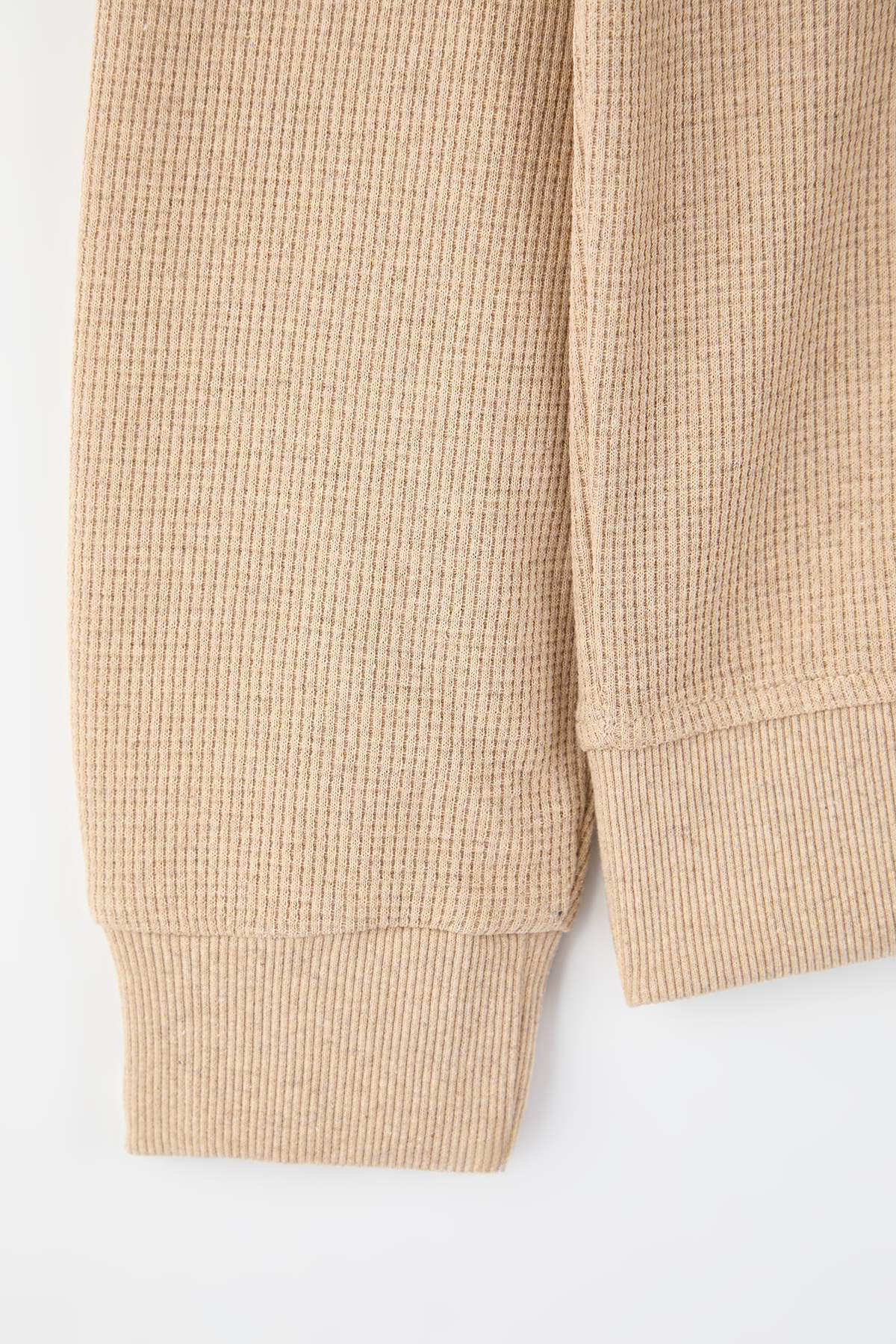 Trendyolmilla  Siyah - Bej Yeni Oversize/Geniş Kalıp 2'li Paket Dokulu Waffle Sweatshirt TMNAW26SW00028 - Görsel 3