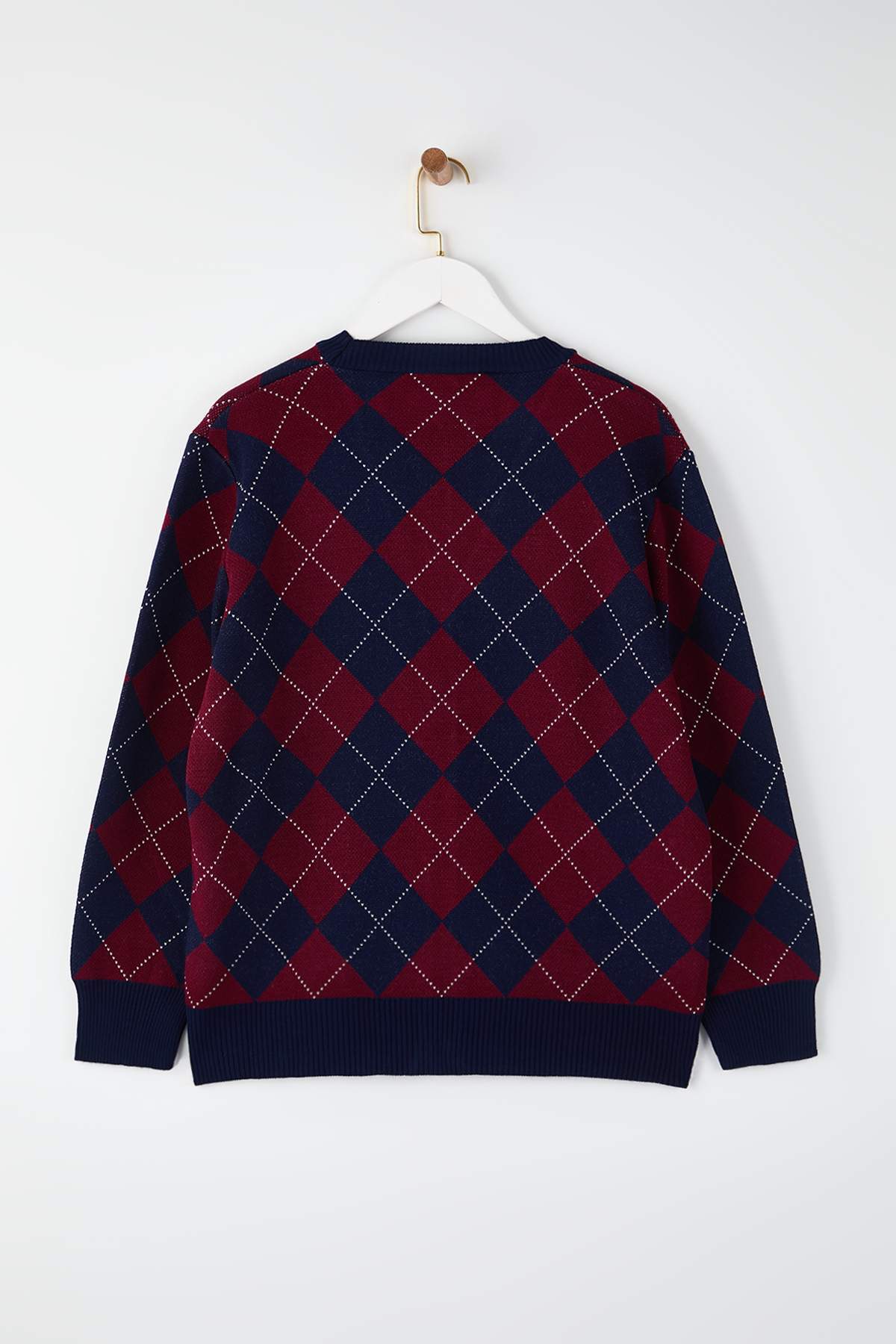 Trendyolmilla  Lacivert Baklava Desenli V Yaka Triko Hırka TBBAW26AV00055 - Görsel 5