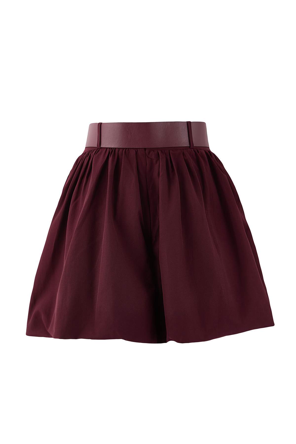 Trendyolmilla  Bordo Düz Ekstra Kısa / Süper Mini Dokuma Terrycotton Party Etek TPRAW26ET00003 - Görsel 6