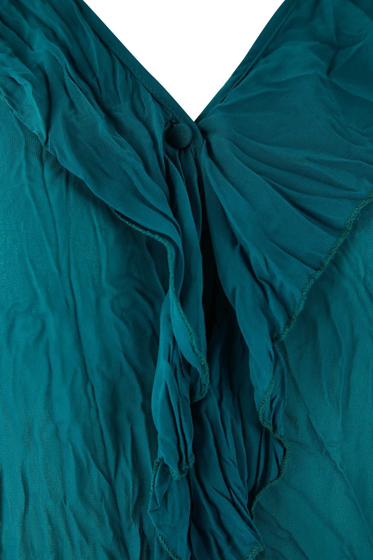 Trendyolmilla  Petrol Kırışık Görünümlü Şifon Transparan Gömlek TWOAW26GO00070 - Görsel 6