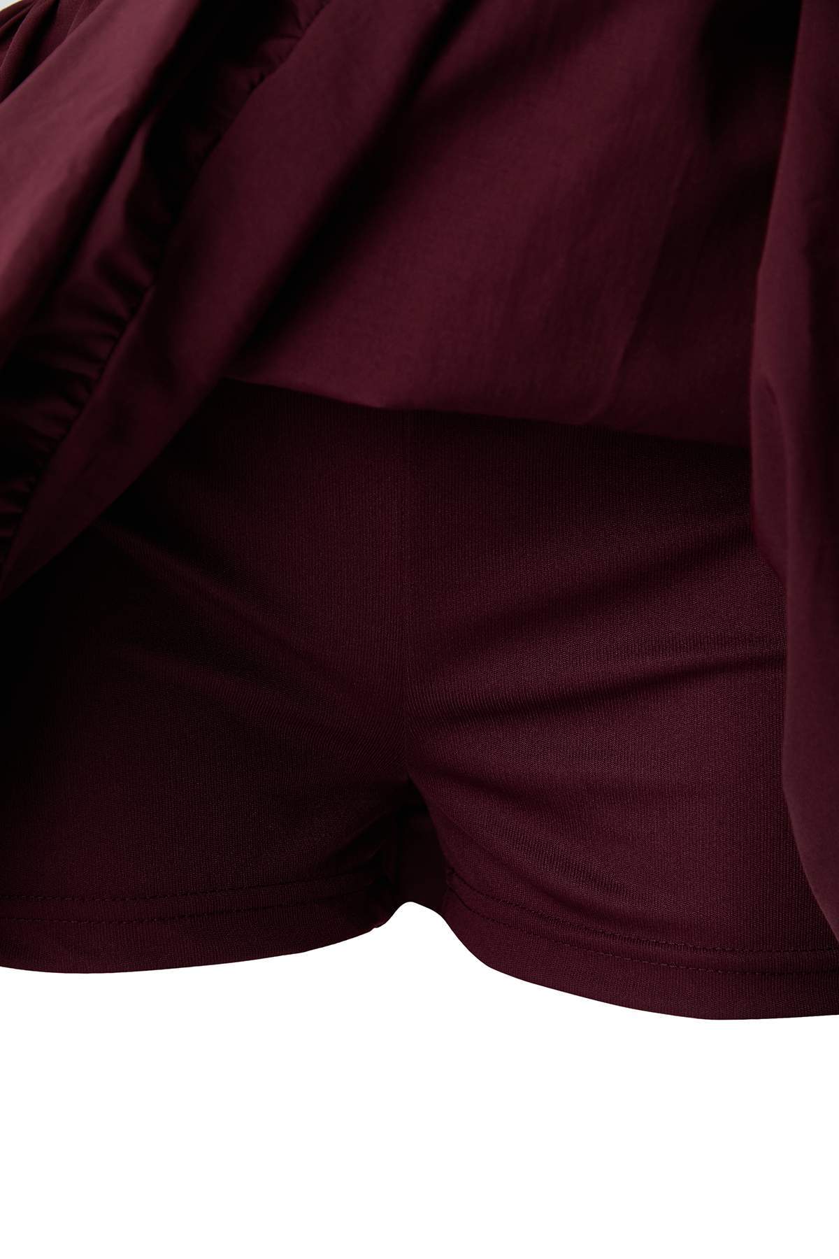 Trendyolmilla  Bordo Düz Ekstra Kısa / Süper Mini Dokuma Terrycotton Party Etek TPRAW26ET00003 - Görsel 7