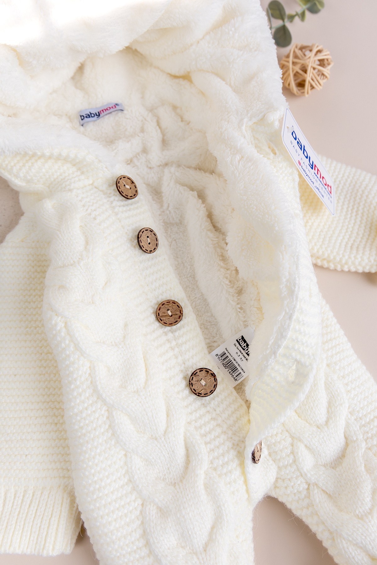 Babymod Triko Örme Welsoft Astarlı Kapüşonlu Kışlık Bebek Tulum fotoğrafı 2 (önizleme)