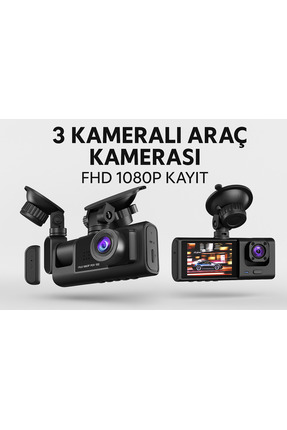 Fenrir Garage Araç Içi 3 Kameralı Yol Kayıt Cihazı Güncel Lens 1080P