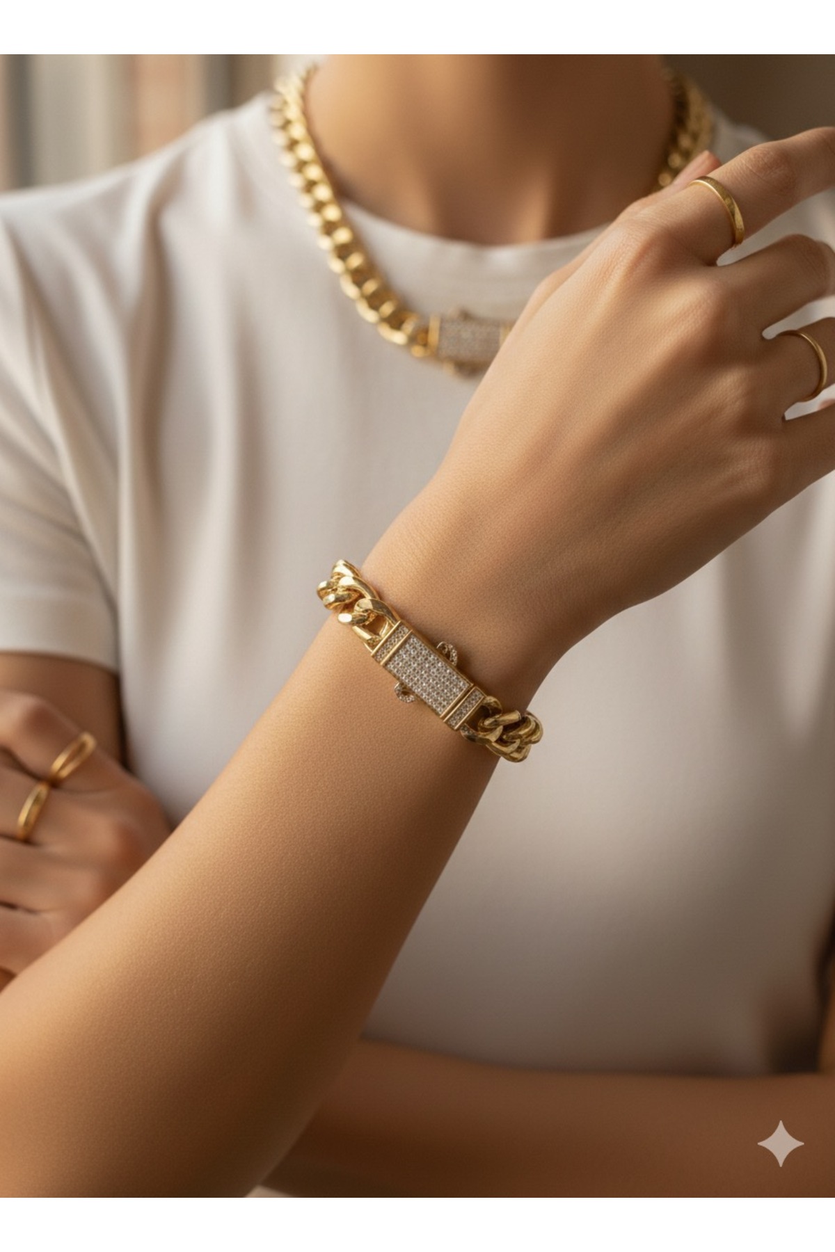 xUPING Vip Zirkon Taşlı Gurmet Bileklik Kararmaz 14k Rengindedir 19cm görsel 6