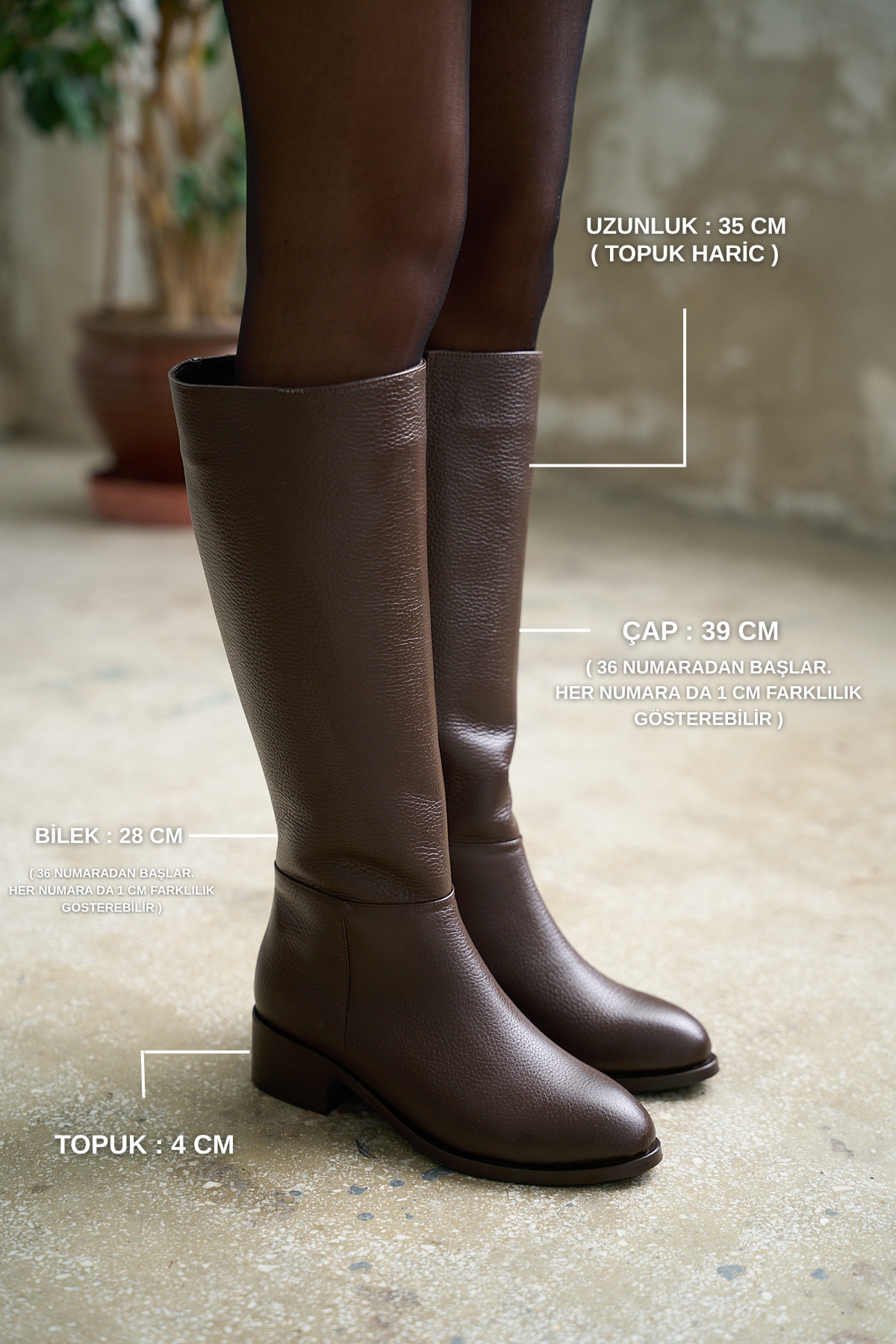kalyoncu moda  Vanessa Siyah Renkli Gerçek Deri Diz Altı Kadın Çizme - Görsel 8