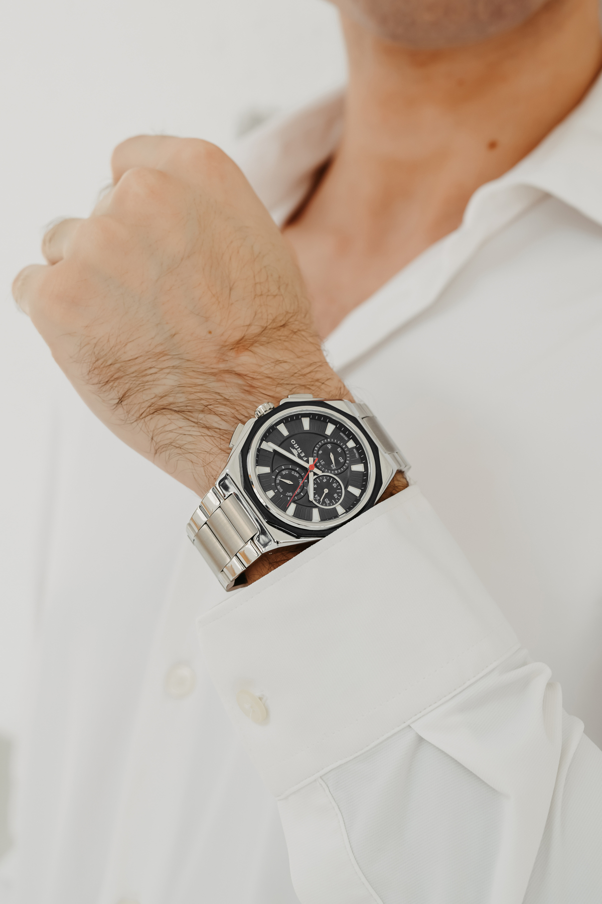 ساعت مچی مردانه سیم‌فلزی نقره‌ای Fm11590Awt-J2 با عملکرد اکتیو و ضدآب ۳ اتم