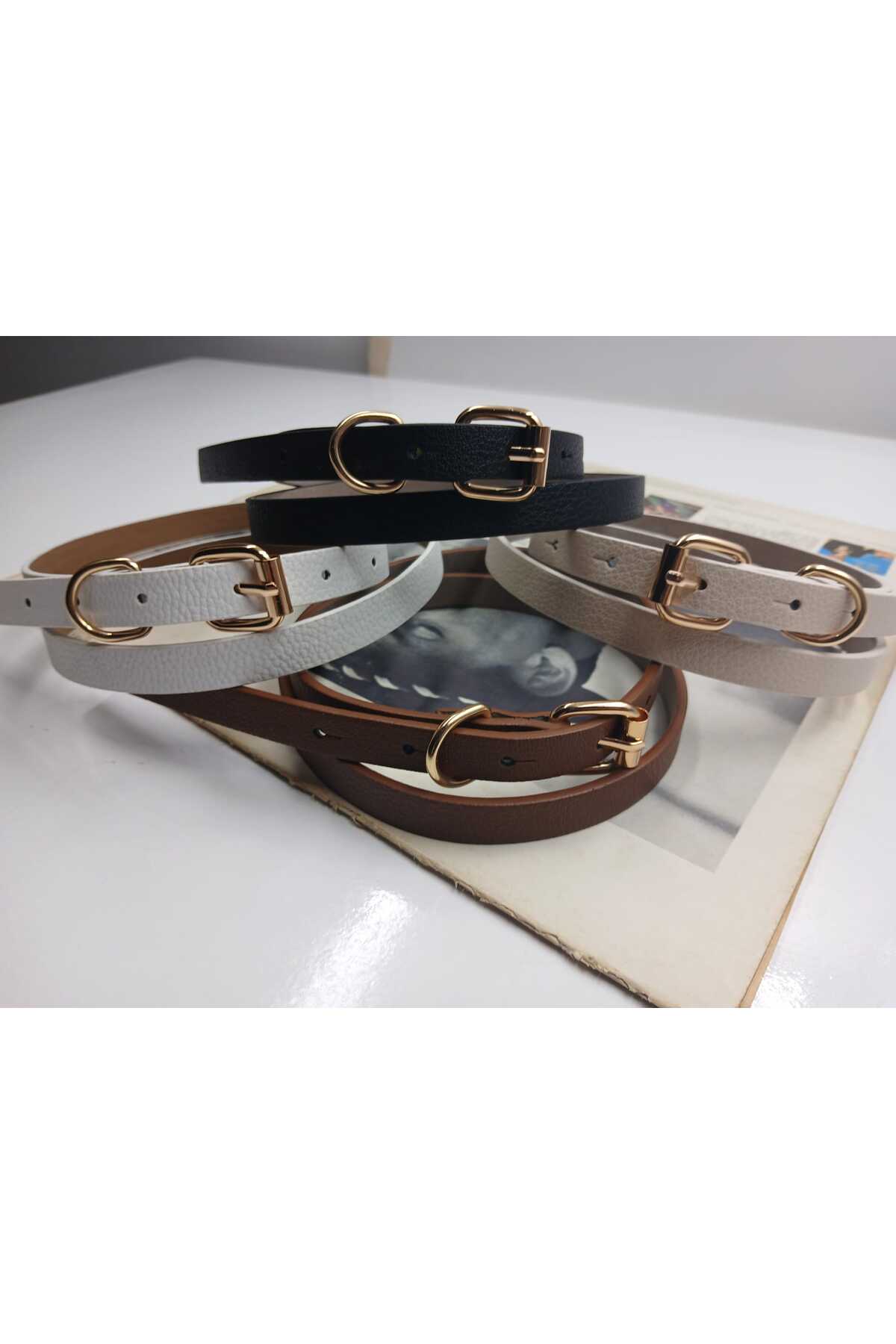 Genel Markalar  Kadın Basic 4'lü 1,5cm Set kadın pantolon kemeri, elbise kemeri, ceket kemeri - Görsel 5