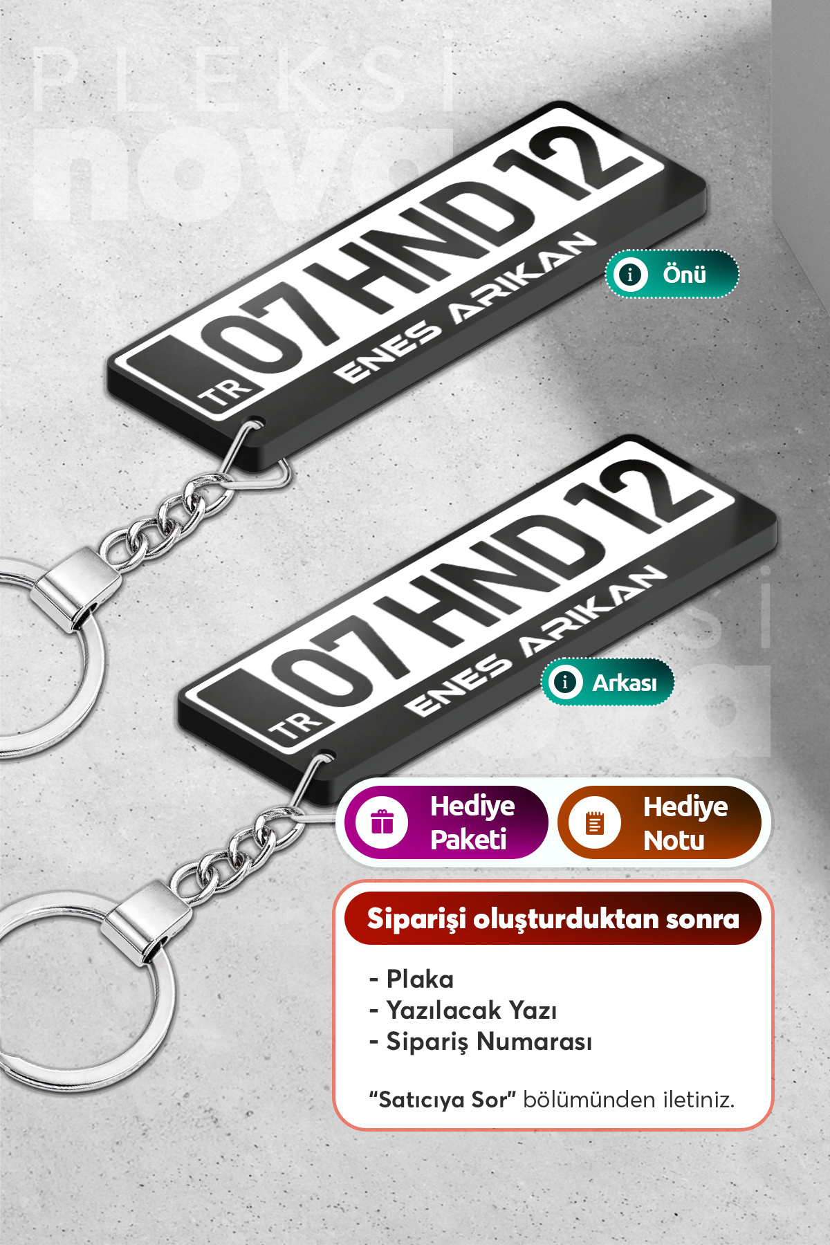 Personalized Plexiglass White License Plate Keychain Car Gift Car Ornament - Double Sided