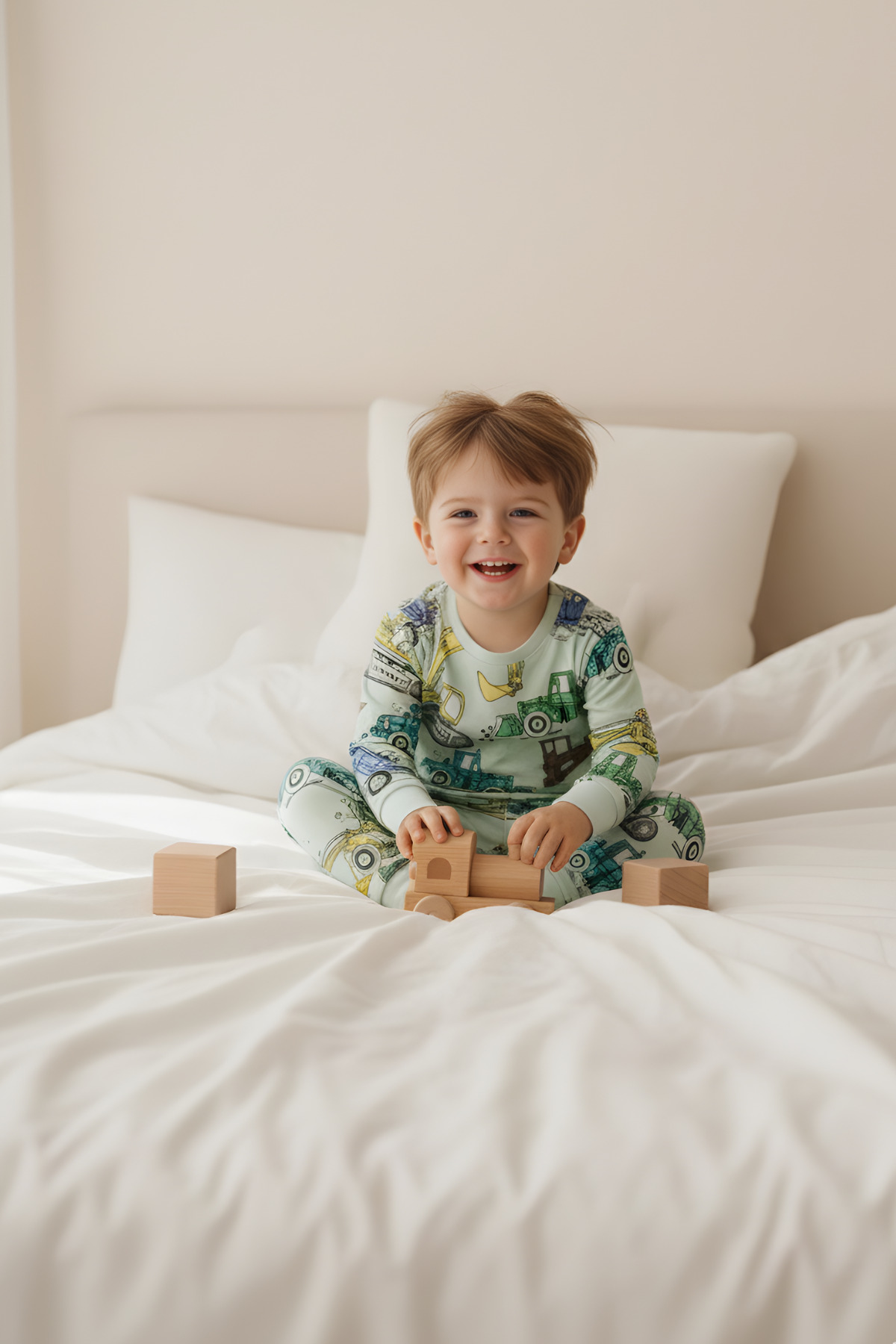 zuzunga Ekskavatör Desenli %100 Pamuk Erkek Çocuk Pijama Takımı fotoğrafı 3 (önizleme)