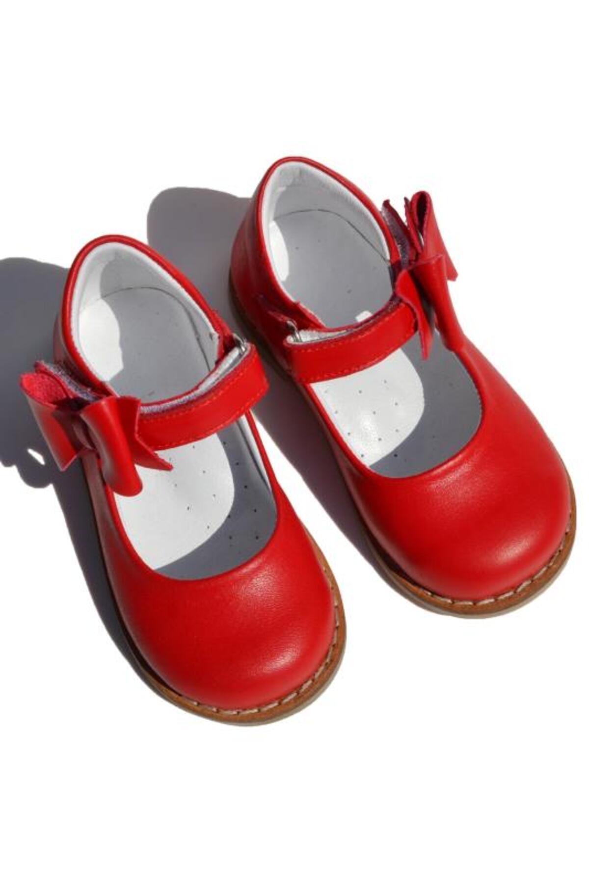 Cevoclub kids Hakiki Deri Cırtlı Ortopedik İlkadım Ayakkabı Kırmızı CV-340 fotoğrafı 3 (önizleme)