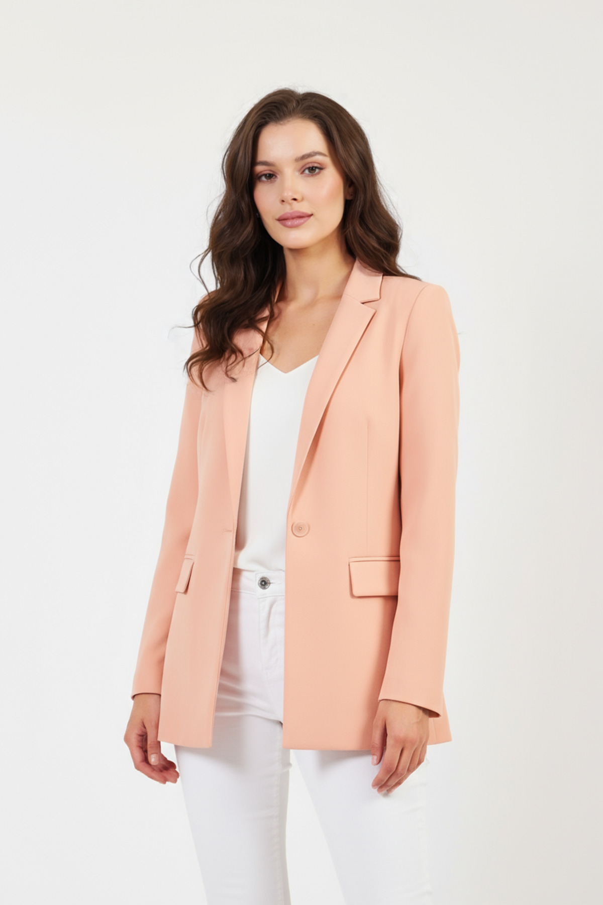 Volanlı  Yavru Ağzı Tek Düğme Ceket