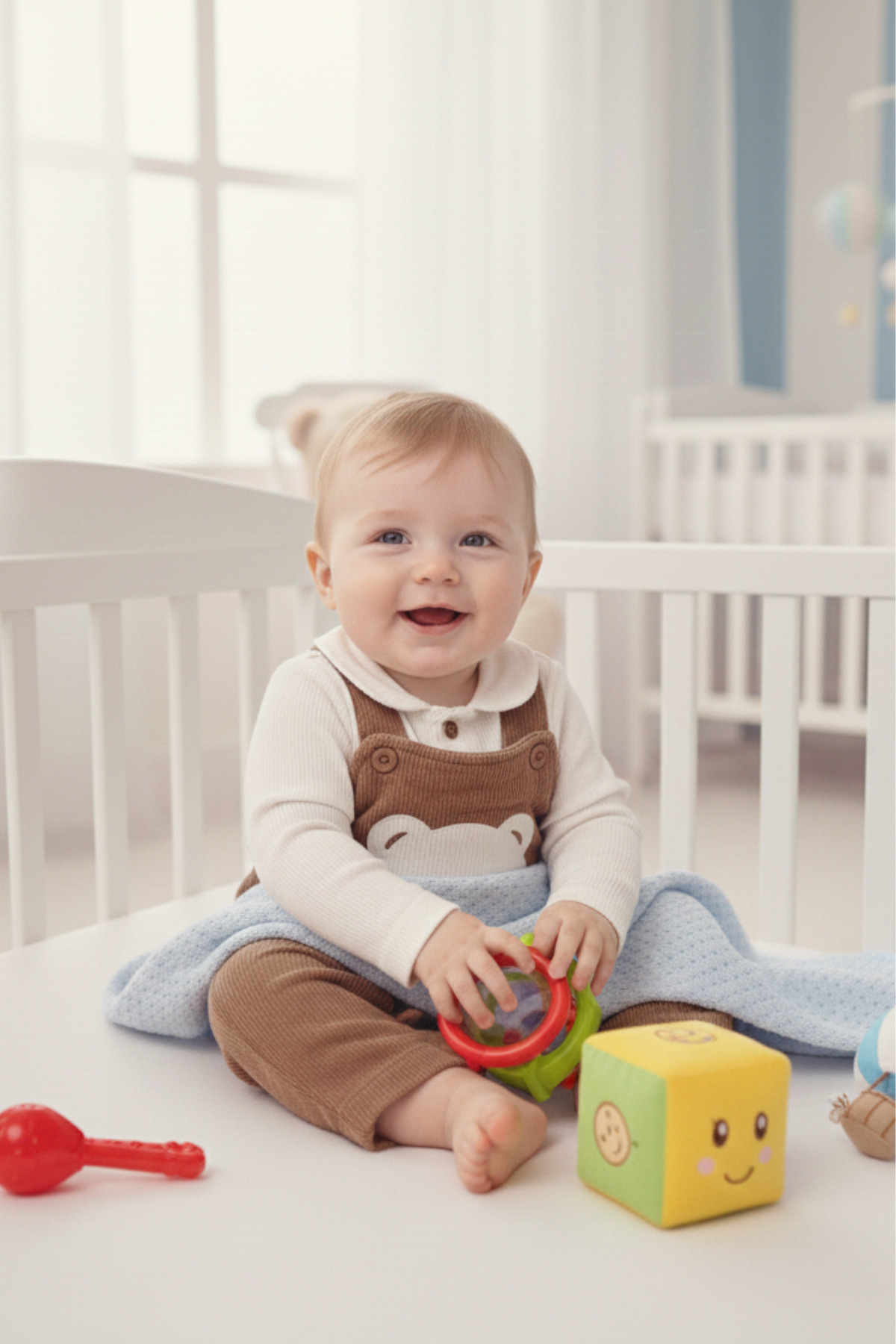 BUUFUU Uzun Kollu Askılı Tulum, Sevimli Hayvan Desenli  Gömlek yaka Bebek Takımı fotoğrafı 2 (önizleme)