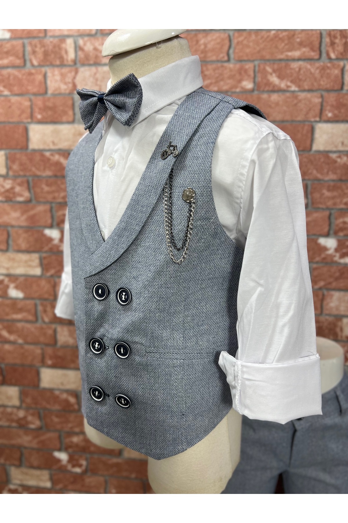 HAYTA Yelek Takım Gömlekli Papyonlu Set 5yaş-14yaş Venedik fotoğrafı 6 (önizleme)