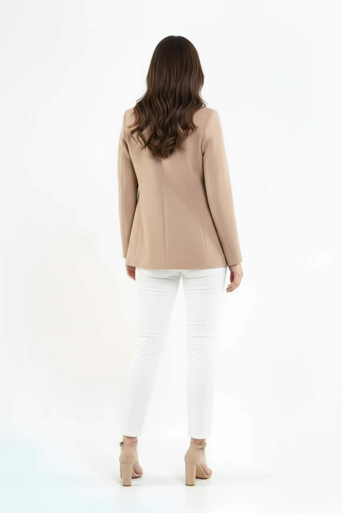 Volanlı  Vizon Tek Düğme Ceket - Görsel 4