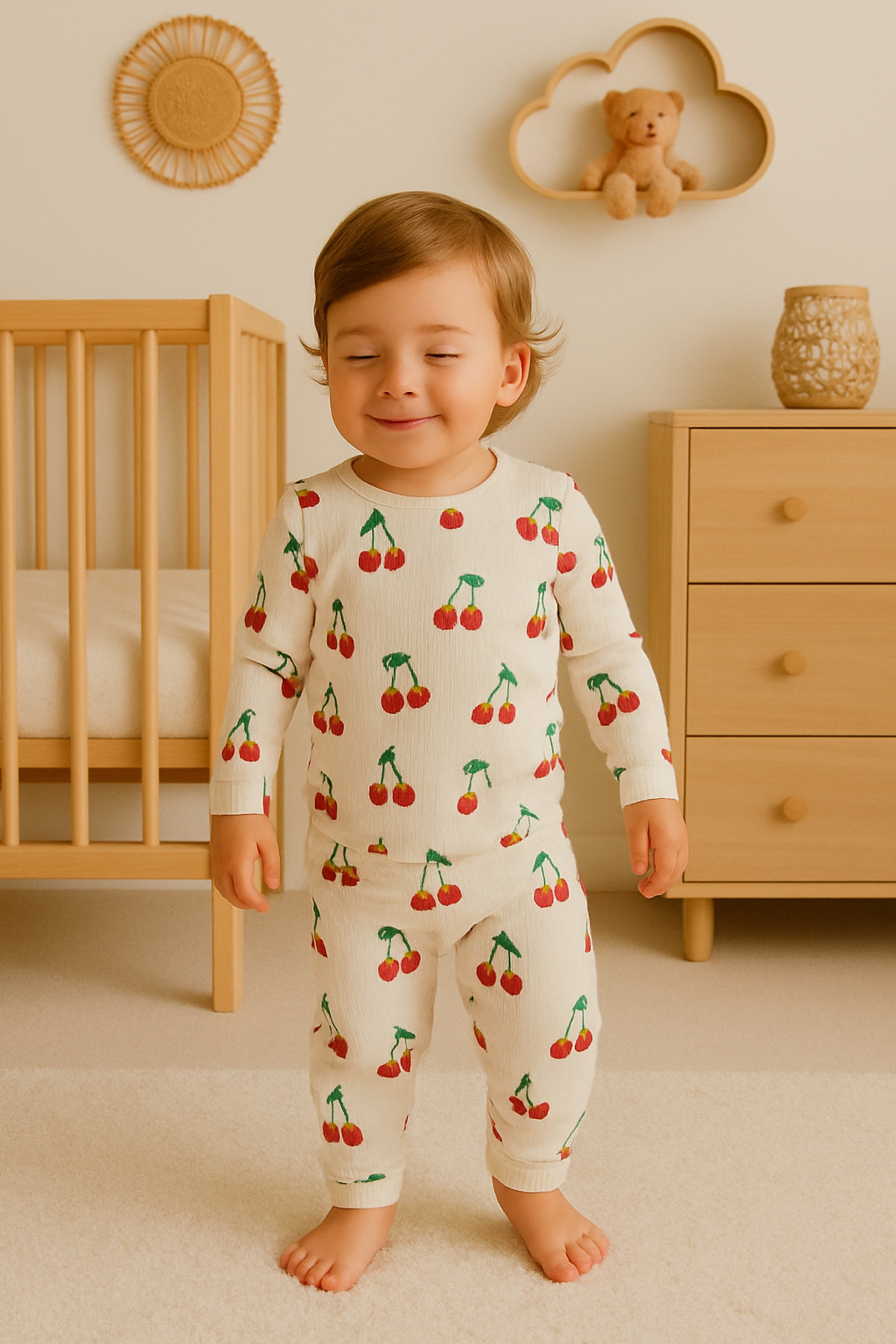 aden kids raporlu kumaş desenli çocuk pijama takımı fotoğrafı 4 (önizleme)