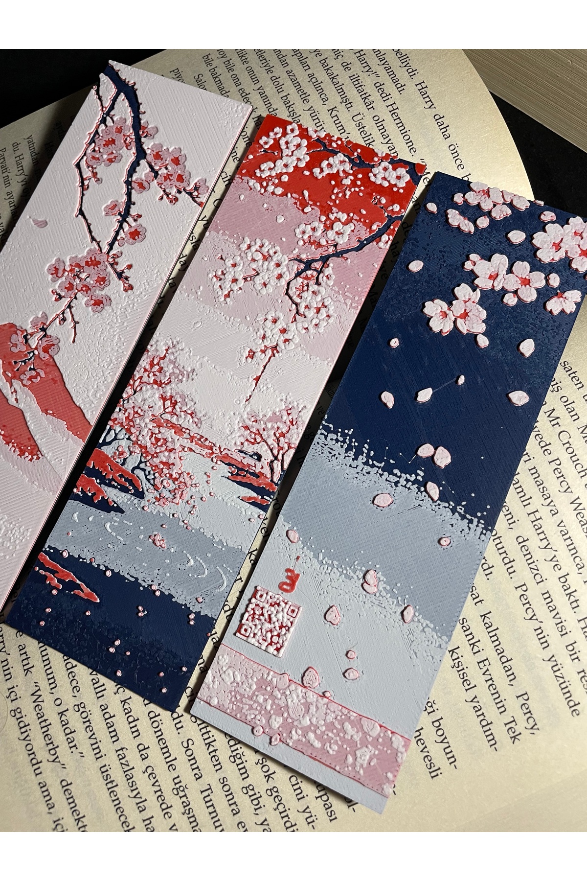 KAAZ DESIGN Japon Sakura Ağaçları Kitap Ayracı 3'lü Set 3D Baskı