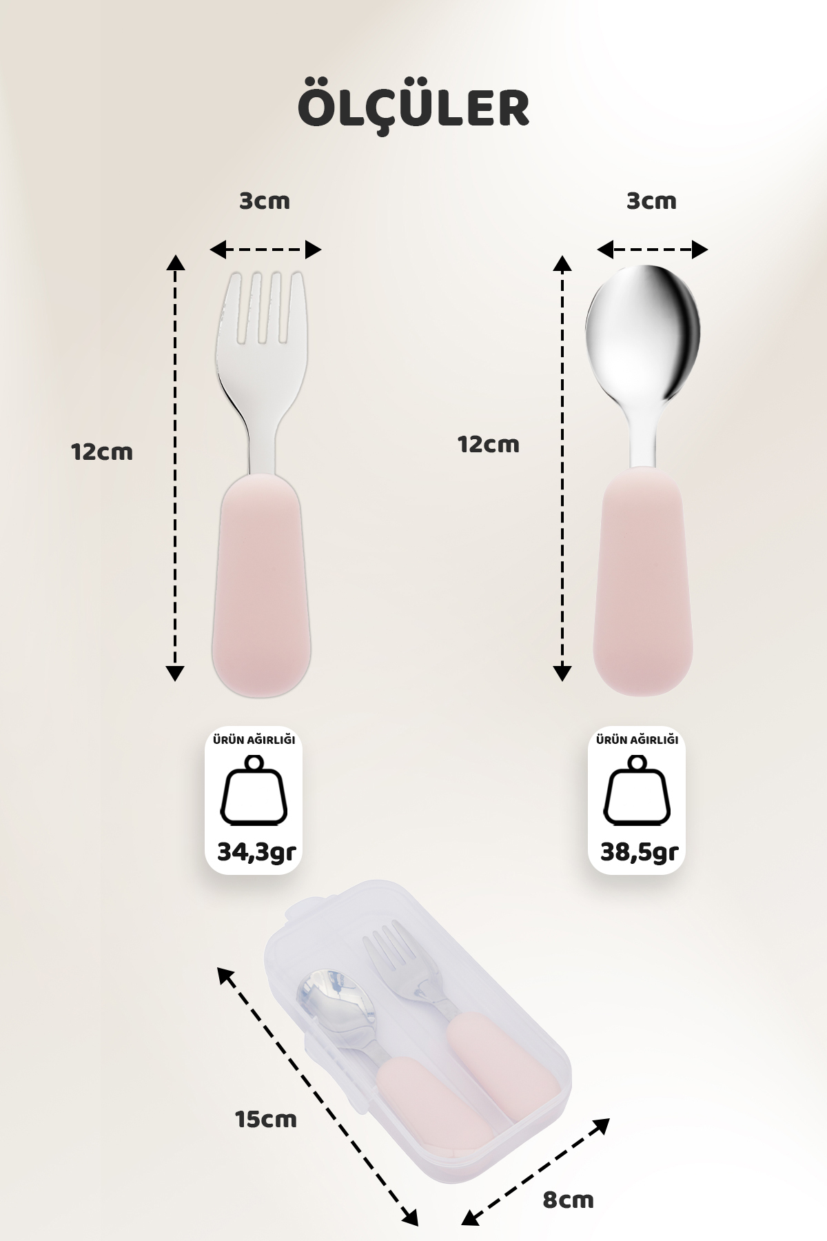 Guqqo Silikon Saplı Paslanmaz Çelik Çatal Kaşık Seti, 18+ Ay, Pembe fotoğrafı 5 (önizleme)