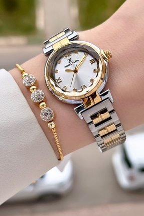 Daniel Klein Gold Gümüş Renk 30 Mm Kristal Cam Kadın Kol Saati
