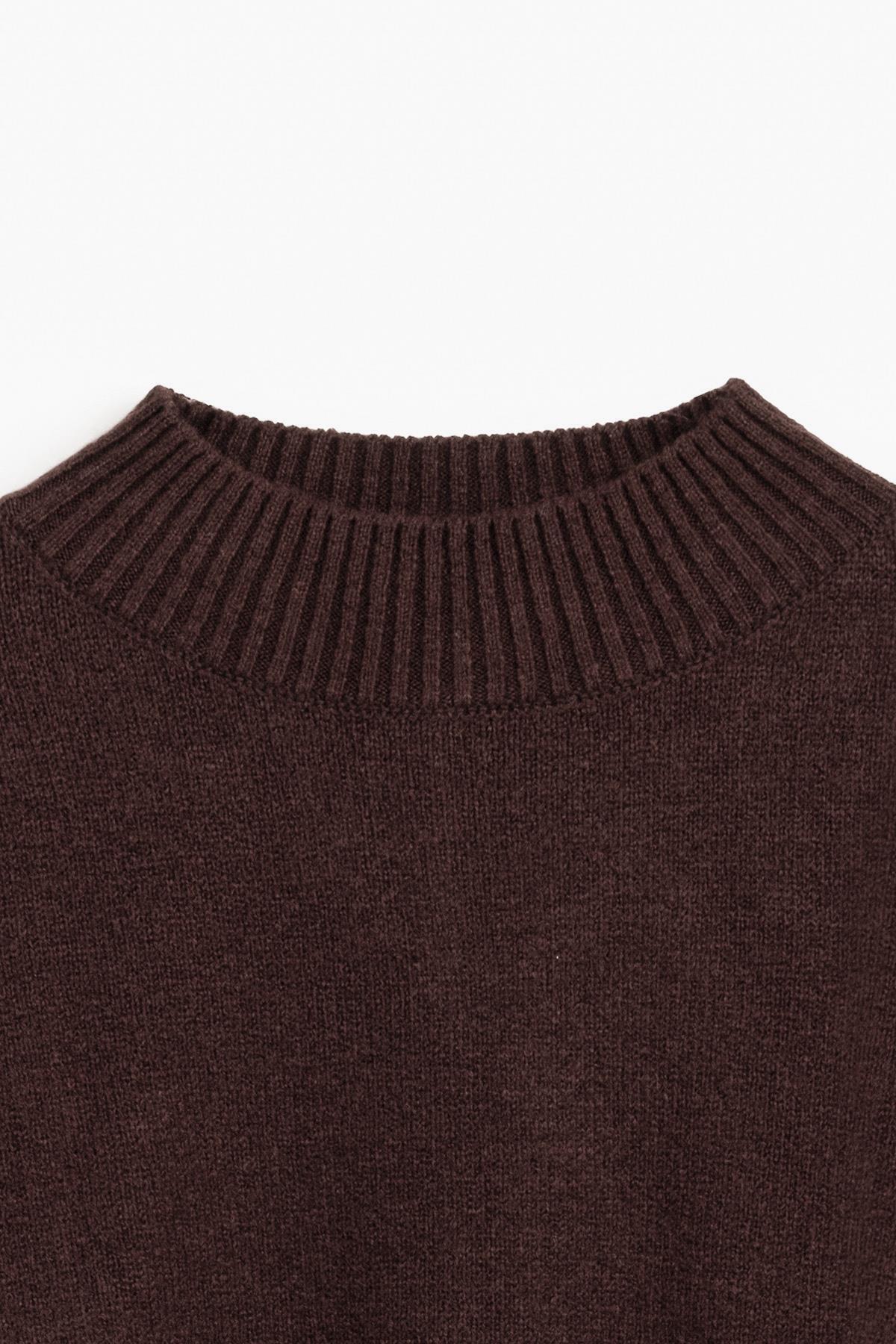 praye  Yarım Boğazlı Triko Kazak Kahverengi - Görsel 3