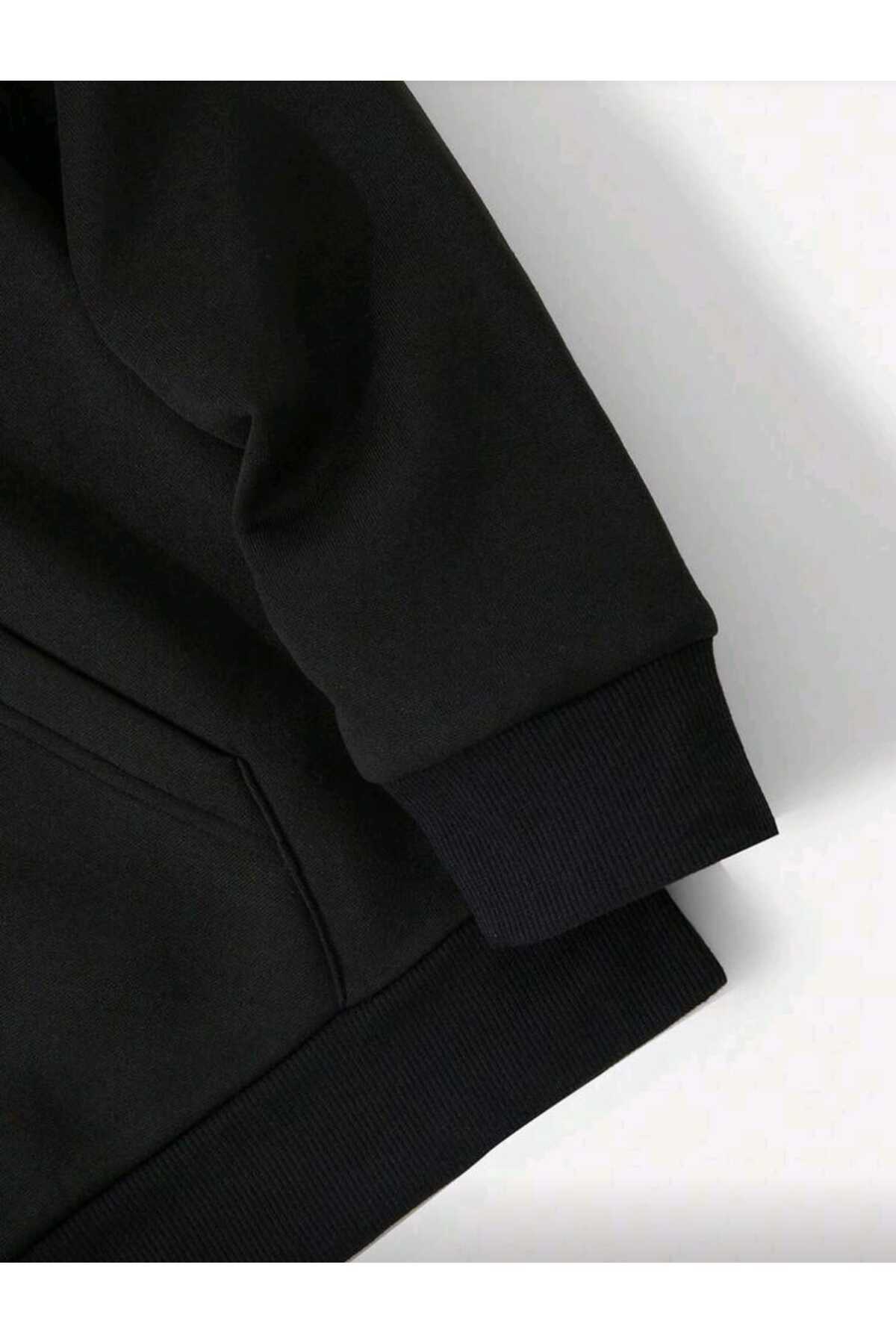 سویشرت شاردوندار انیمه ساتورو گوژو - مشکی سفید یونیسکس اورسایز با کلاه %80 پنبه
