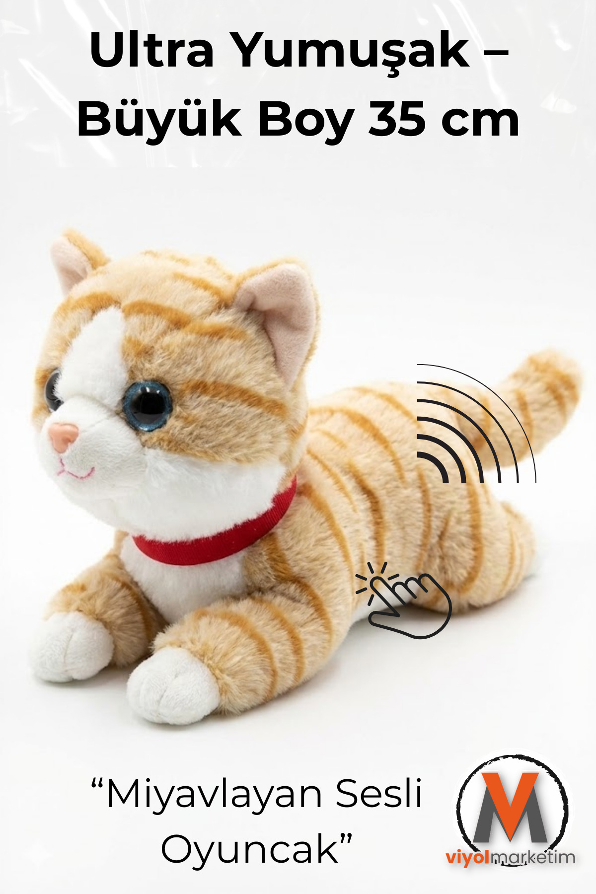 viyolmarketim Sesli Miyavlayan Peluş Kedi 35 cm – Kahverengi Yumuşak Peluş Oyuncak, Uyku ve Oyun Arkadaşı fotoğrafı 2 (önizleme)