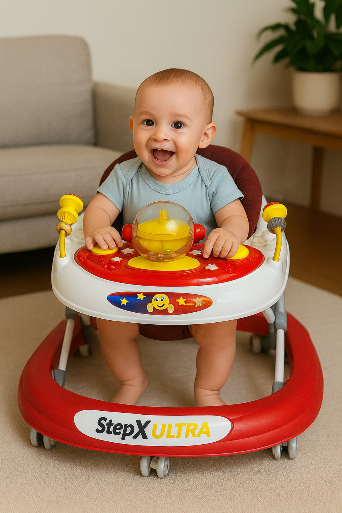 YOGNETIC StepX Ultra Müzikli Işıklı Yürüteç | Gelişim Destekli Eğitici | 10 Tekerlekli Yürüteç