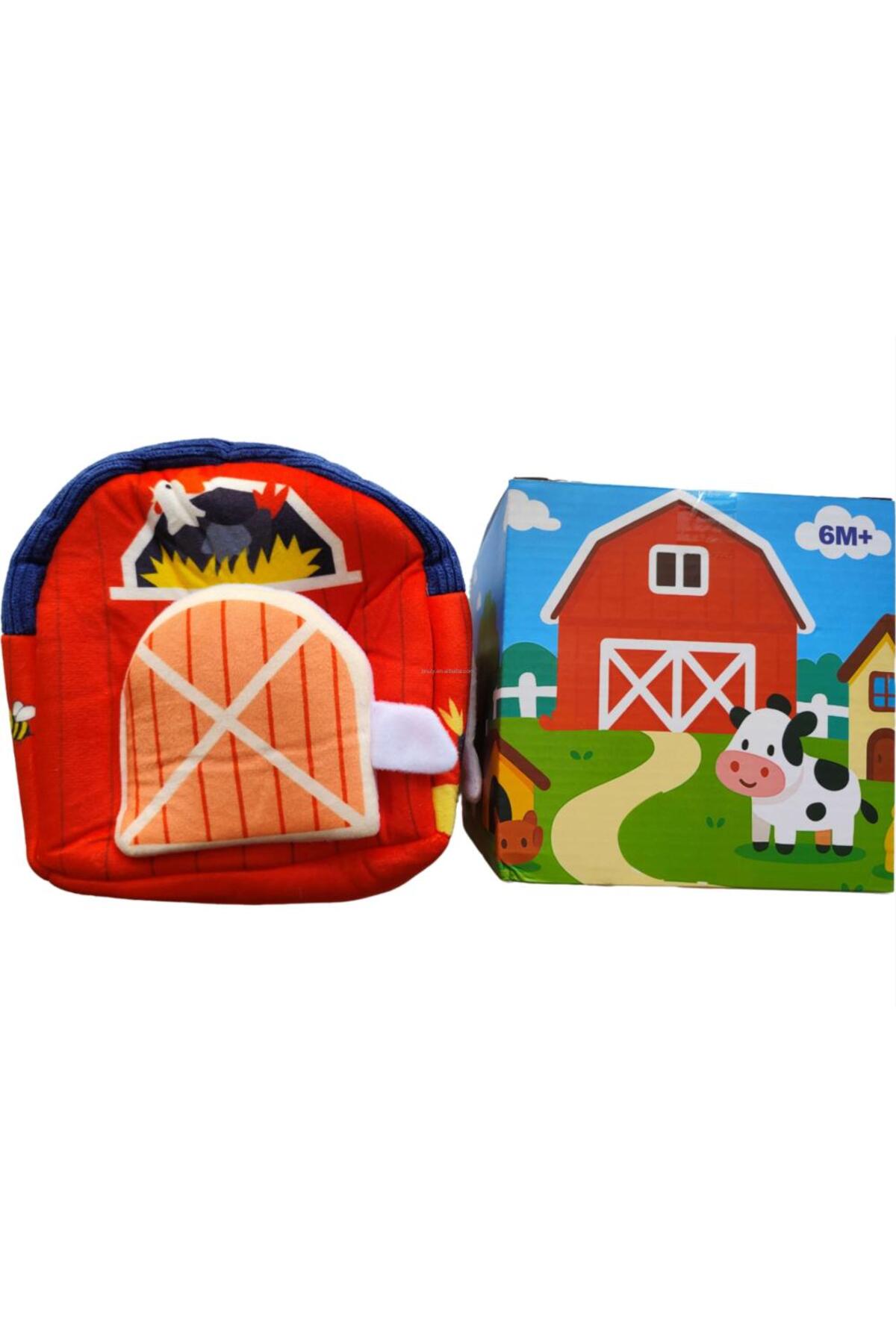 ست اسباب‌بازی مزرعه‌ای پشمالو | اصطبل نرم و قابل حمل | ۶ حیوان مزرعه‌ای بامزه