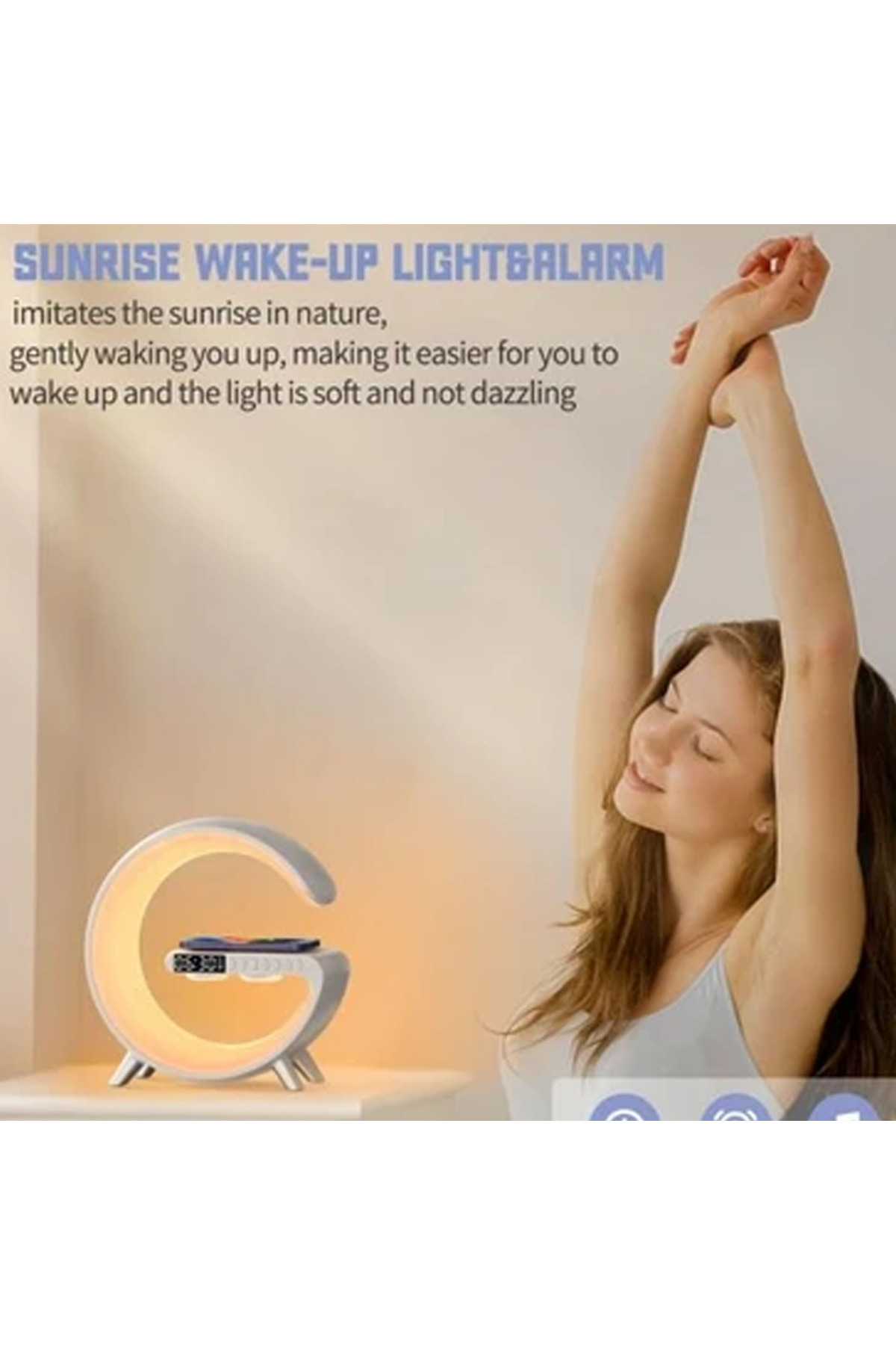 Resim ArtworkAnatolia Sr-s10 Kablosuz Şarj Standı Rgb Ledli Dijital Saatli Alarmlı Radyolu Bluetooth Hoparlör 