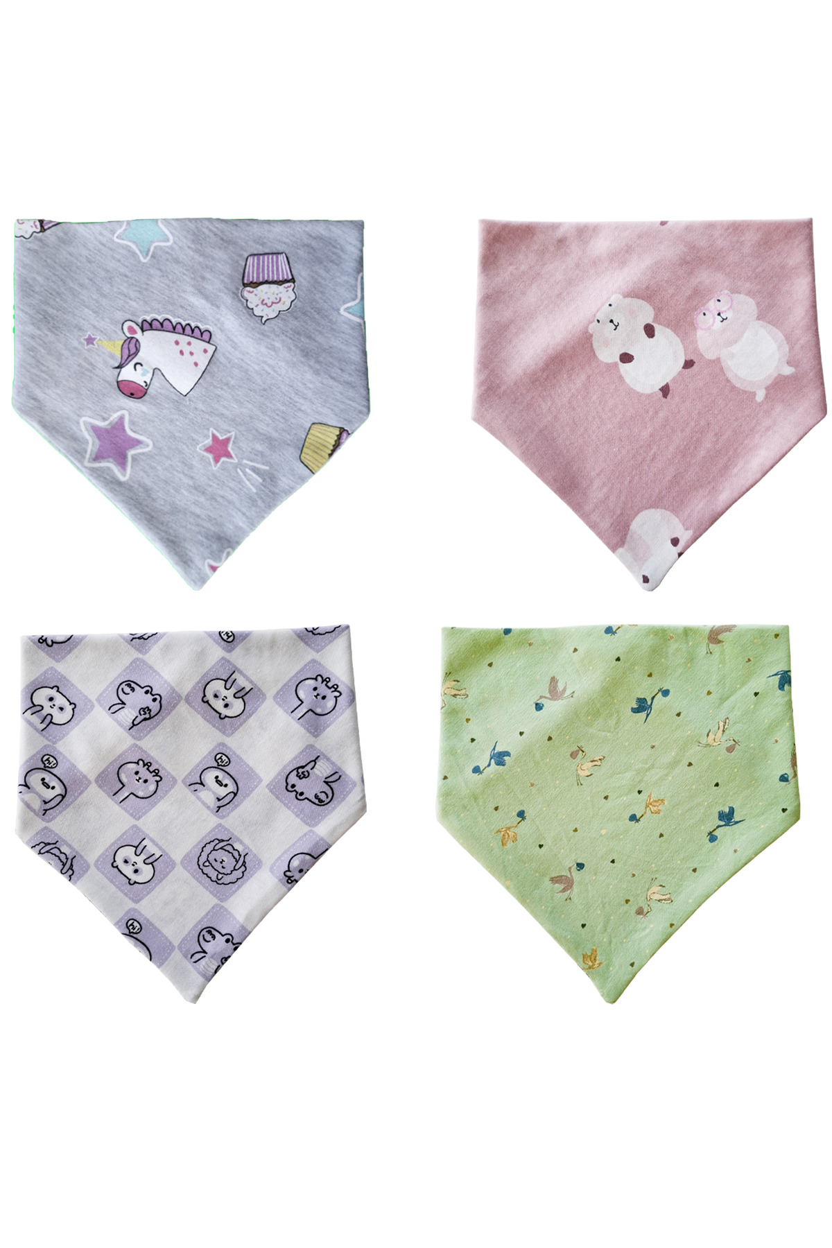 Baby Minik Kız Bebek Üçgen Fular Penye Salya Ve Mama Önlüğü 10 Adet fotoğrafı 4 (önizleme)