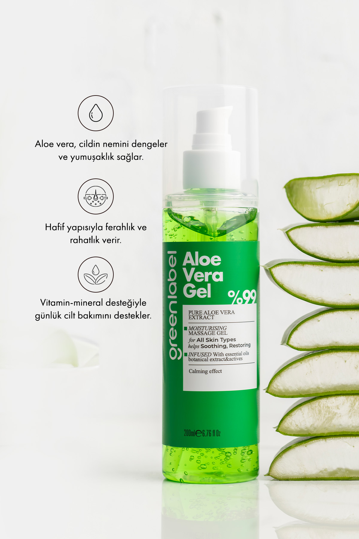 Aloe Vera Gel - Aloe Vera Jel Nemlendirici Ve Yatıştırıcı 200 Ml. — GLK-011 — تصویر 3 از 6