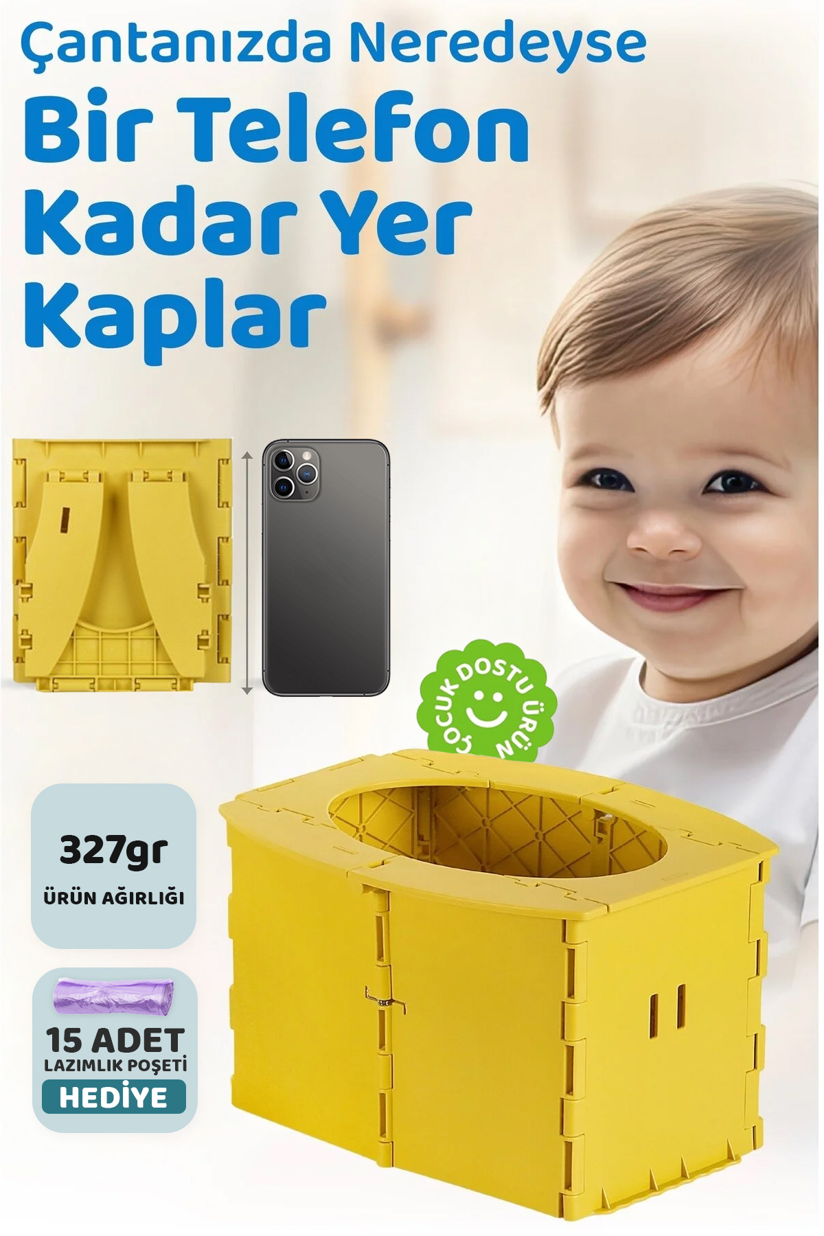 Potty, Portable Travel Type Foldable Portable Children's Toilet, Yellow