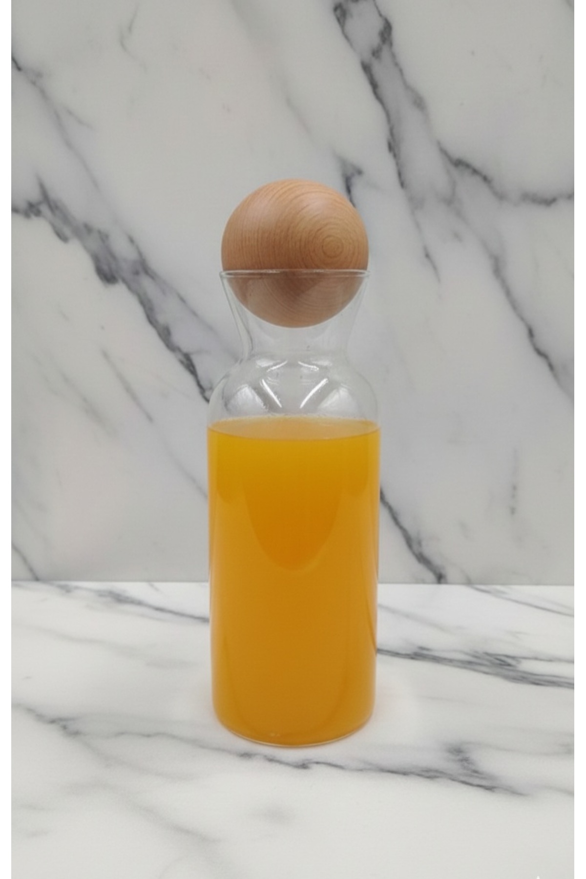 Glass Carafe with Wooden Ball Lid