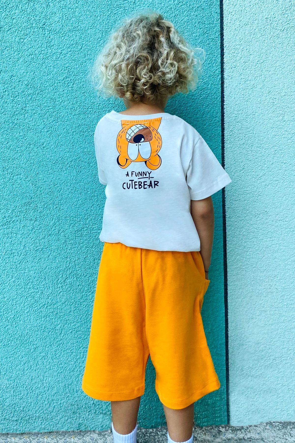 Breeze Girls & Boys Erkek Çocuk Şortlu Takım Sevimli Ayıcık Baskılı 1.5-5 Yaş, Ekru fotoğrafı 2 (önizleme)