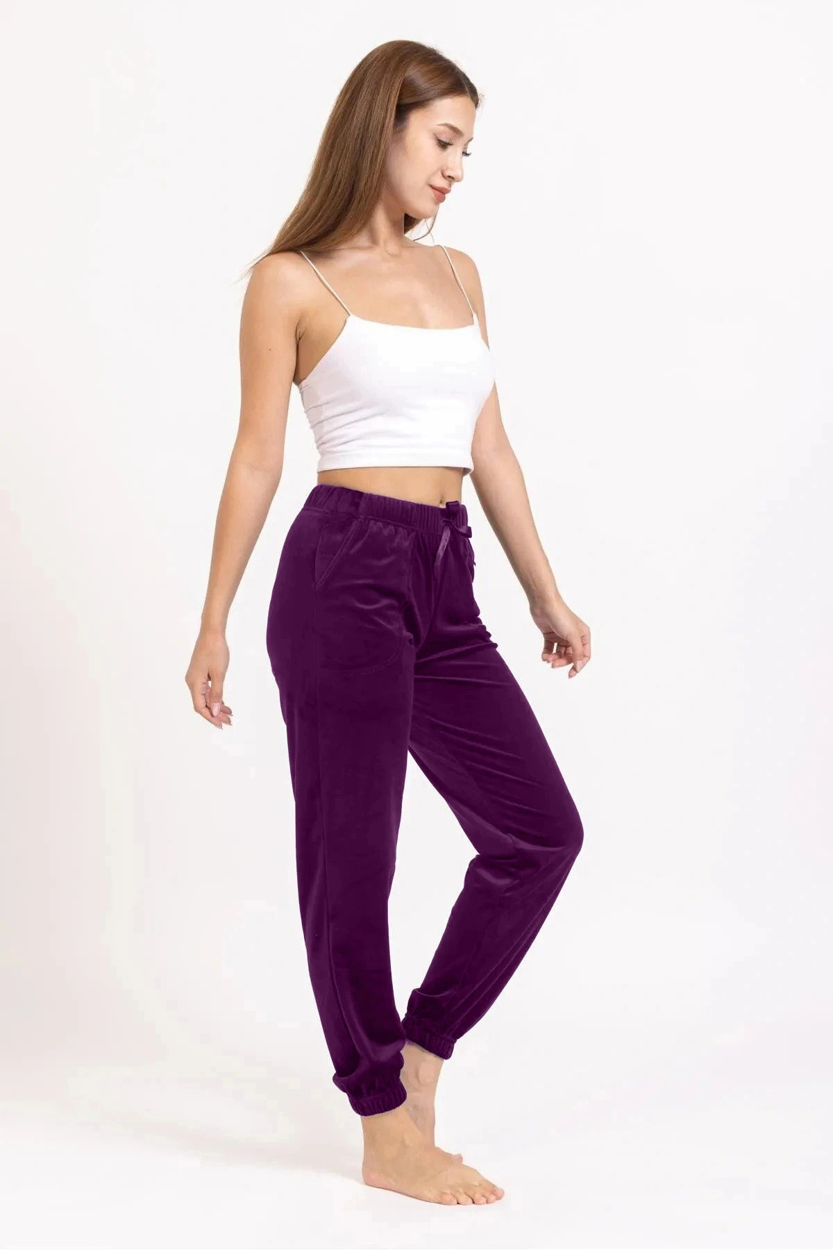 Mihra Kadın Lastikli Kadife Tek Alt Pijama