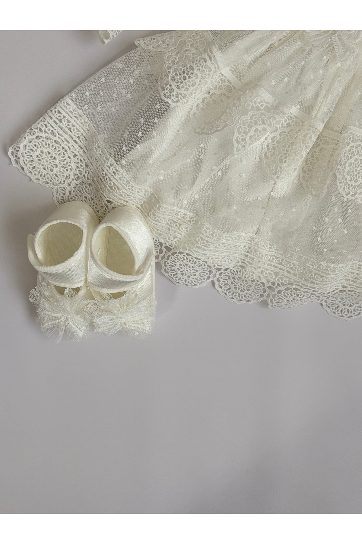 Cherub Baby Sare Model  Kız Bebek Dantelli Elbise Yenidoğan Lüx Elbise Seti - Hastane Çıkışı Ve Mevlütlük Takım fotoğrafı 6 (önizleme)