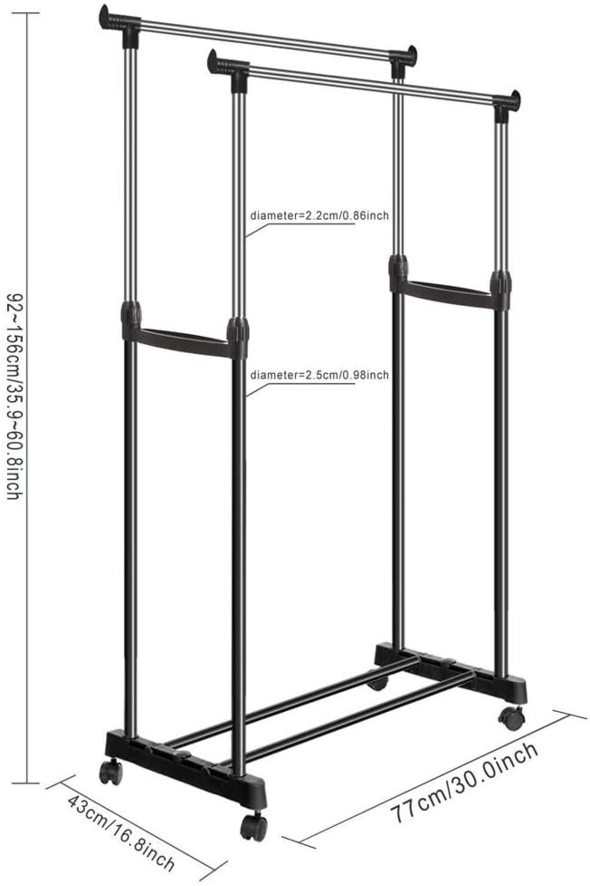ستاند ملابس للمنزل مع رف تخزين للأحذية وعلاقة جانبية لتعليق الملابس,شماعة,دبل بول