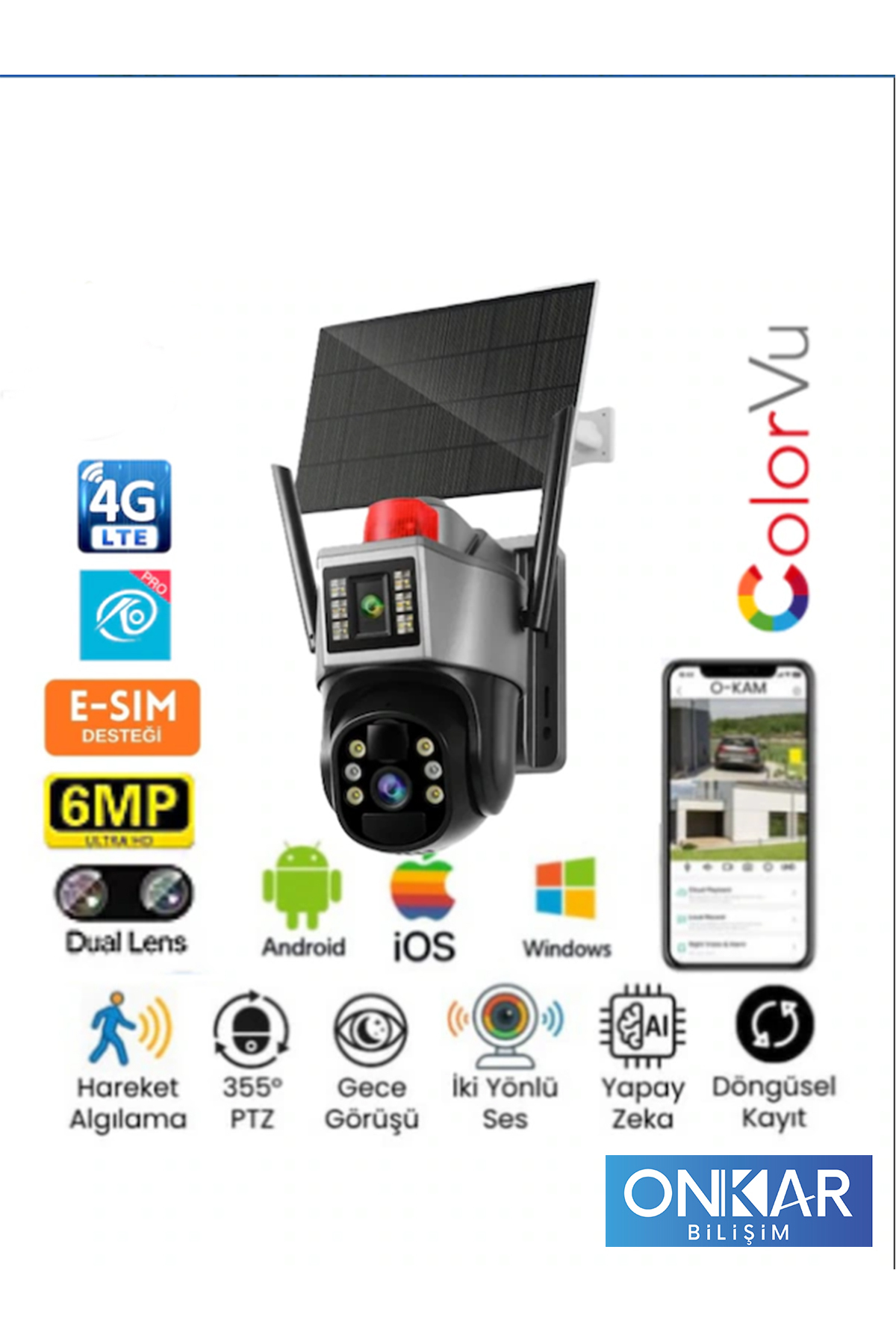 6MP 2 CAMERA 3 SCREEN SOLAR POWERED SECURITY CAMERA