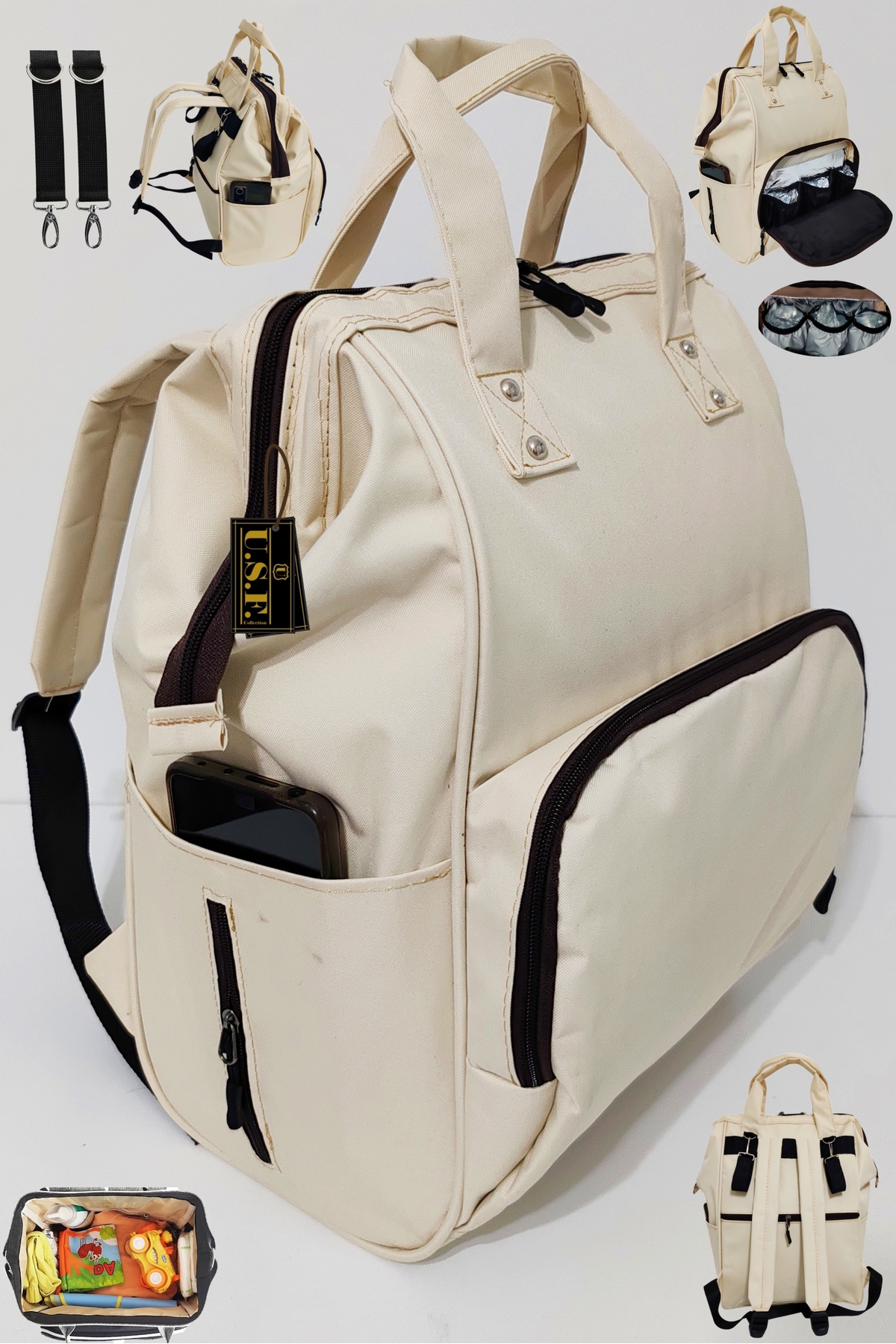 USF Bebek Bakım Çantası Portbebe Ana Kucağı Çift Yönlü Bebek Taşıma Kanguru 3 Lü Set fotoğrafı 2 (önizleme)