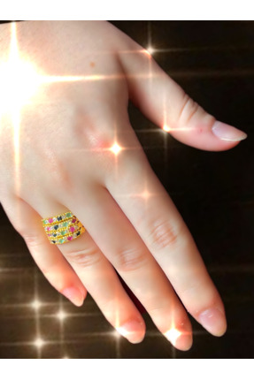 GÜNKAN GÜMÜŞ 925 Ayar Zümrüt Yakut Safir ve Zirkon Doğal Taşlı Altın Kaplama ...