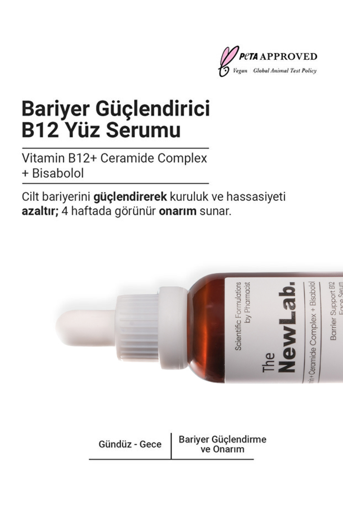 سرم صورت تقویت کننده سد دفاعی پوست با ویتامین B12 (ویتامین B12، کمپلکس سرامید، بیزابولول) — NL 47 — تصویر 3 از 6