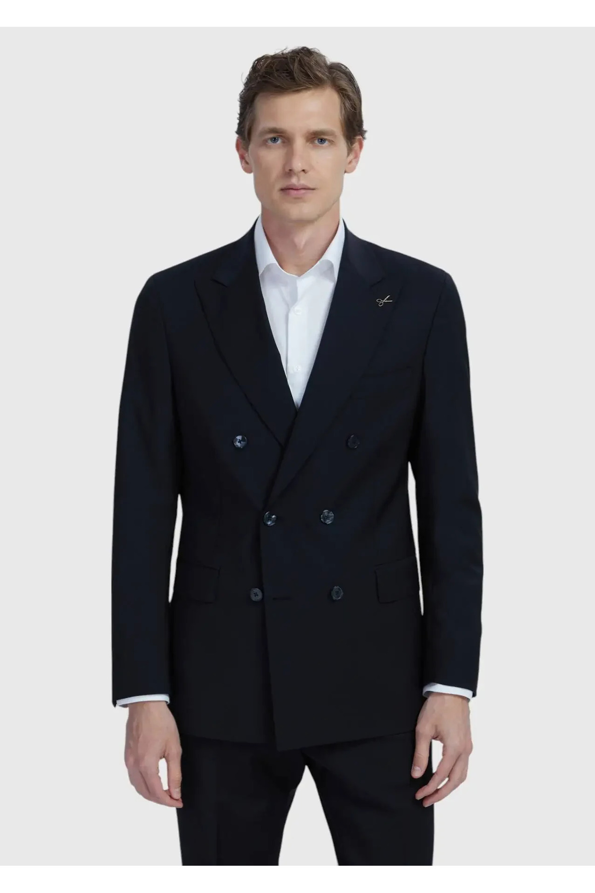 Ramsey  Siyah Düz Zeroweight Slim Fit Yün Karışımlı Takım Elbise - Görsel 2