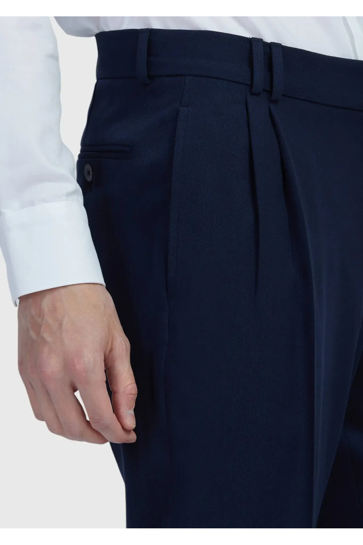 Ramsey  Lacivert Düz Zeroweight Slim Fit Yün Karışımlı Takım Elbise - Görsel 7