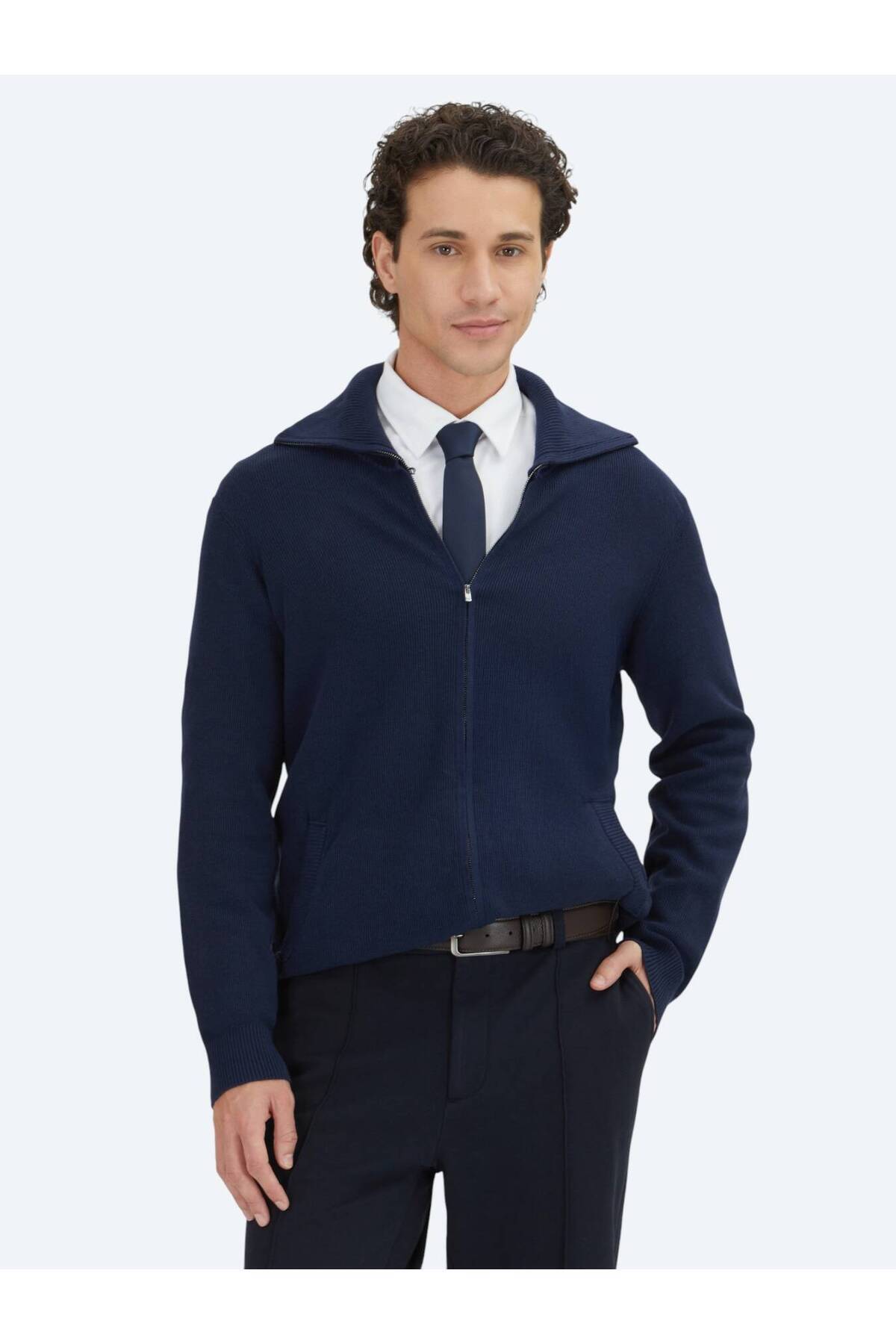 ژاکت کش باف پشمی سرمه‌ای Kip