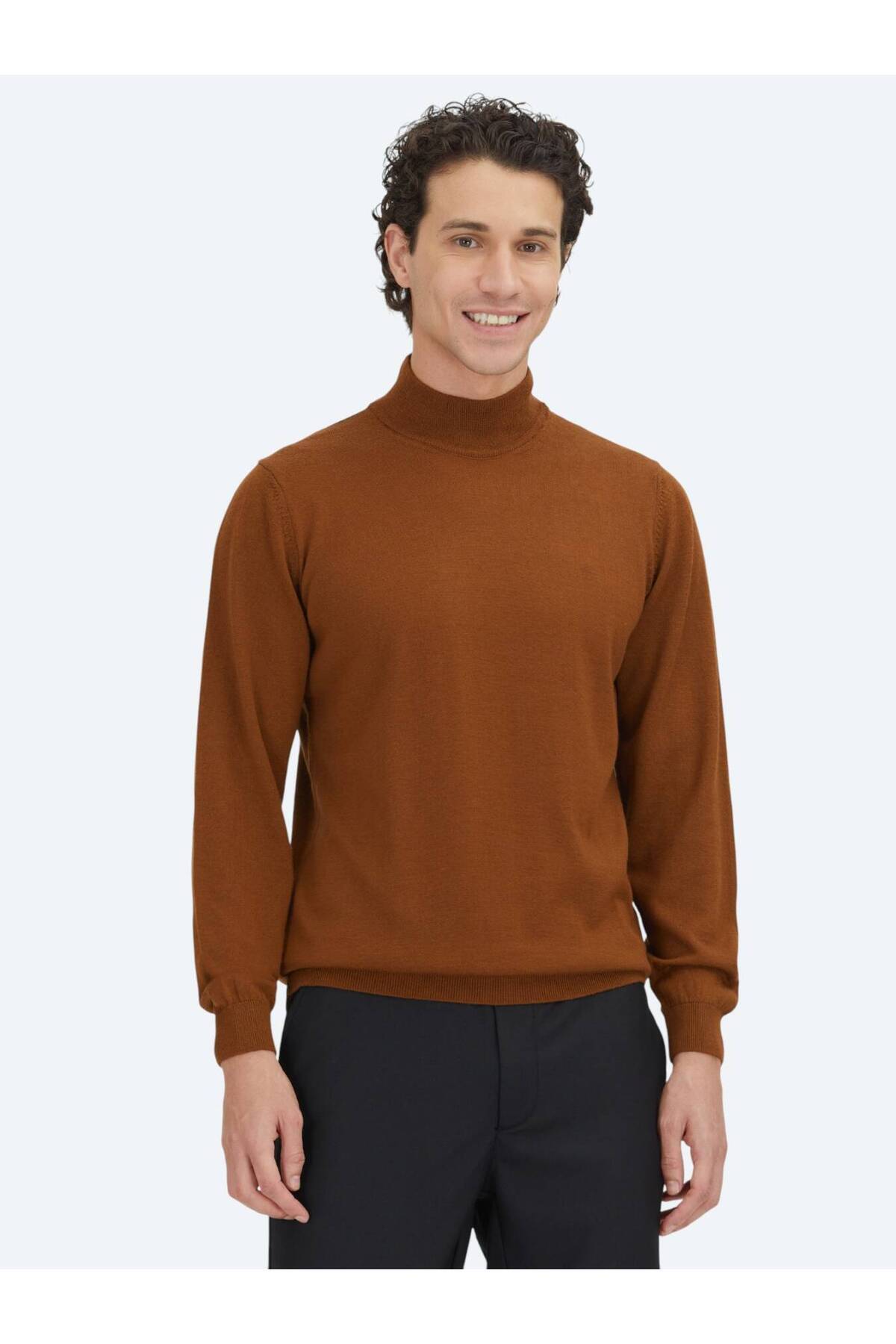 ژاکت پشمی یقه اسکی ساده بافتنی از جنس مو شتر Kip